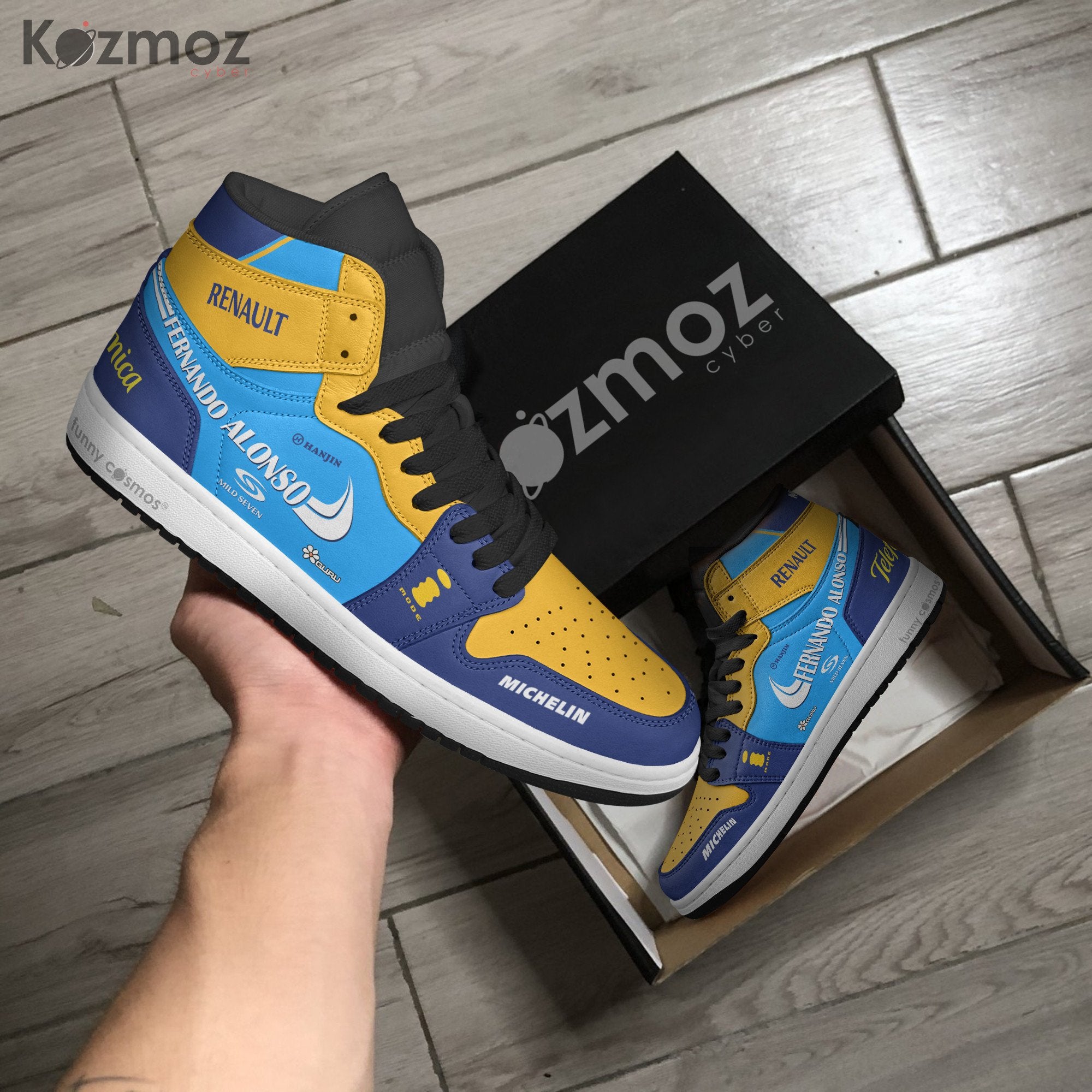 Ideafootwear Fernando Alonso AJ1 High Sneakers Shoes For Men And Women