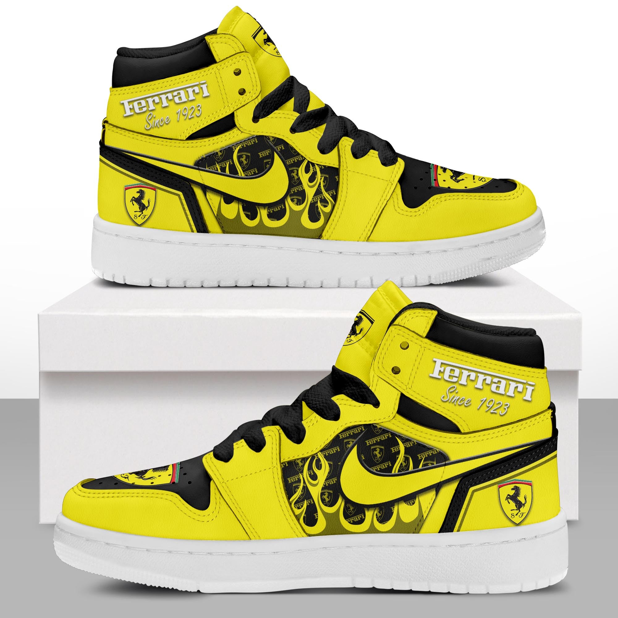 Ideafootwear Ferrari AJ1 High Sneakers Shoes For Men And Women