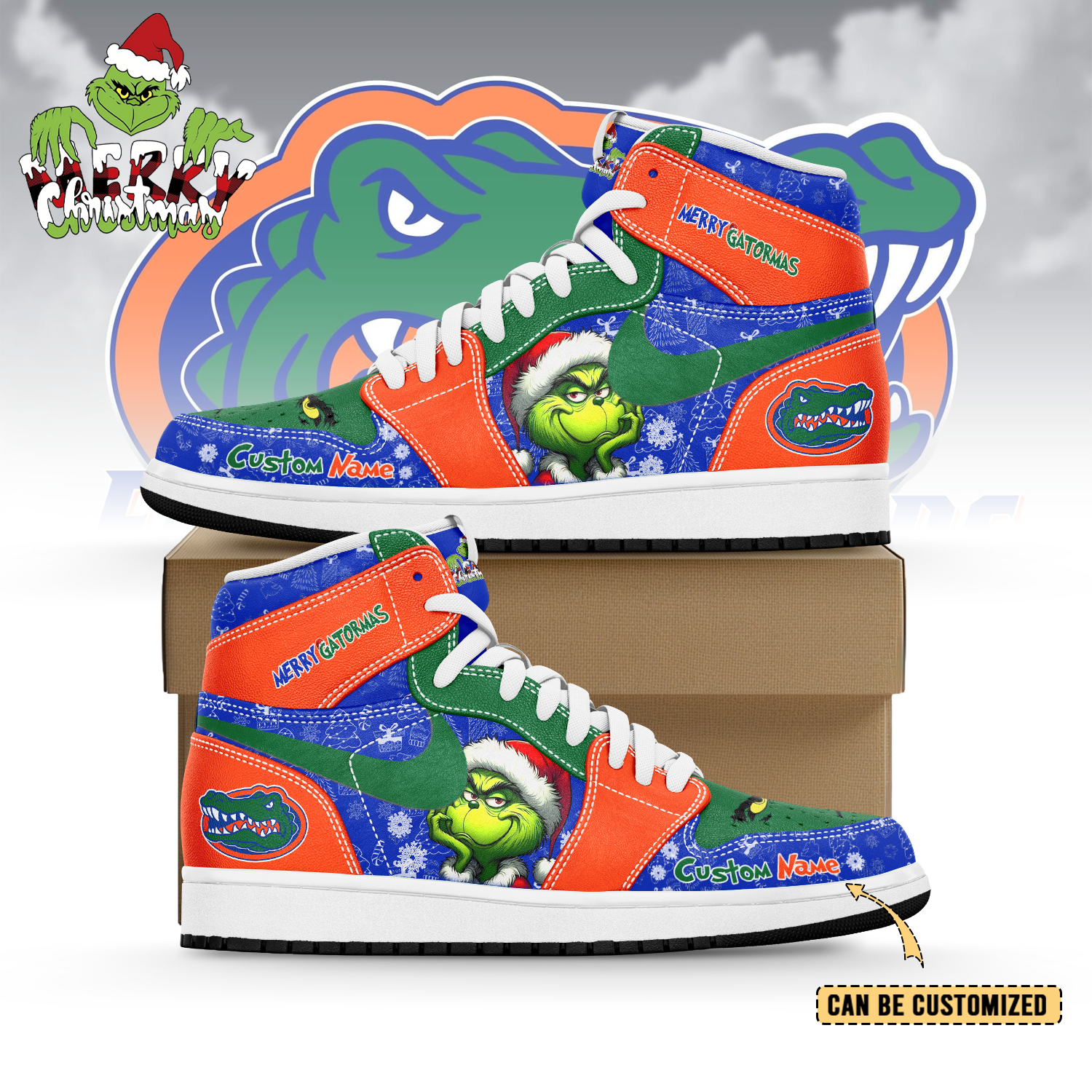 Ideafootwear Florida Gators x The Grinch x Christmas AJ1 High Sneakers Shoes For Men And Women