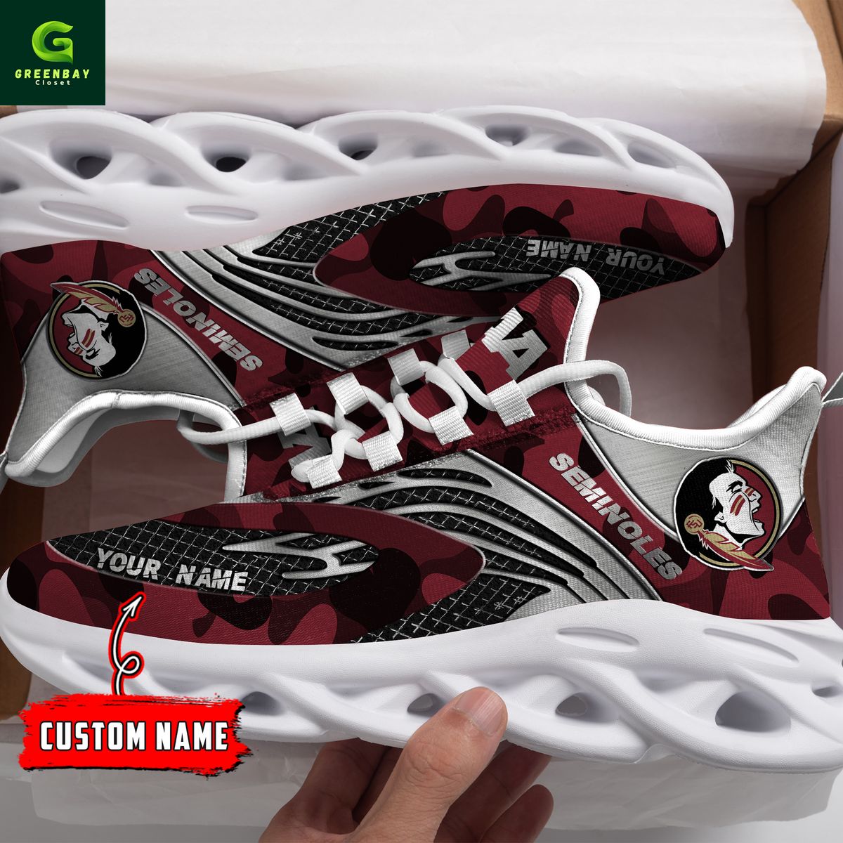Ideafootwear Florida State Red & Silver Seminoles Red Max Soul Shoes Sneakers For Men And Women
