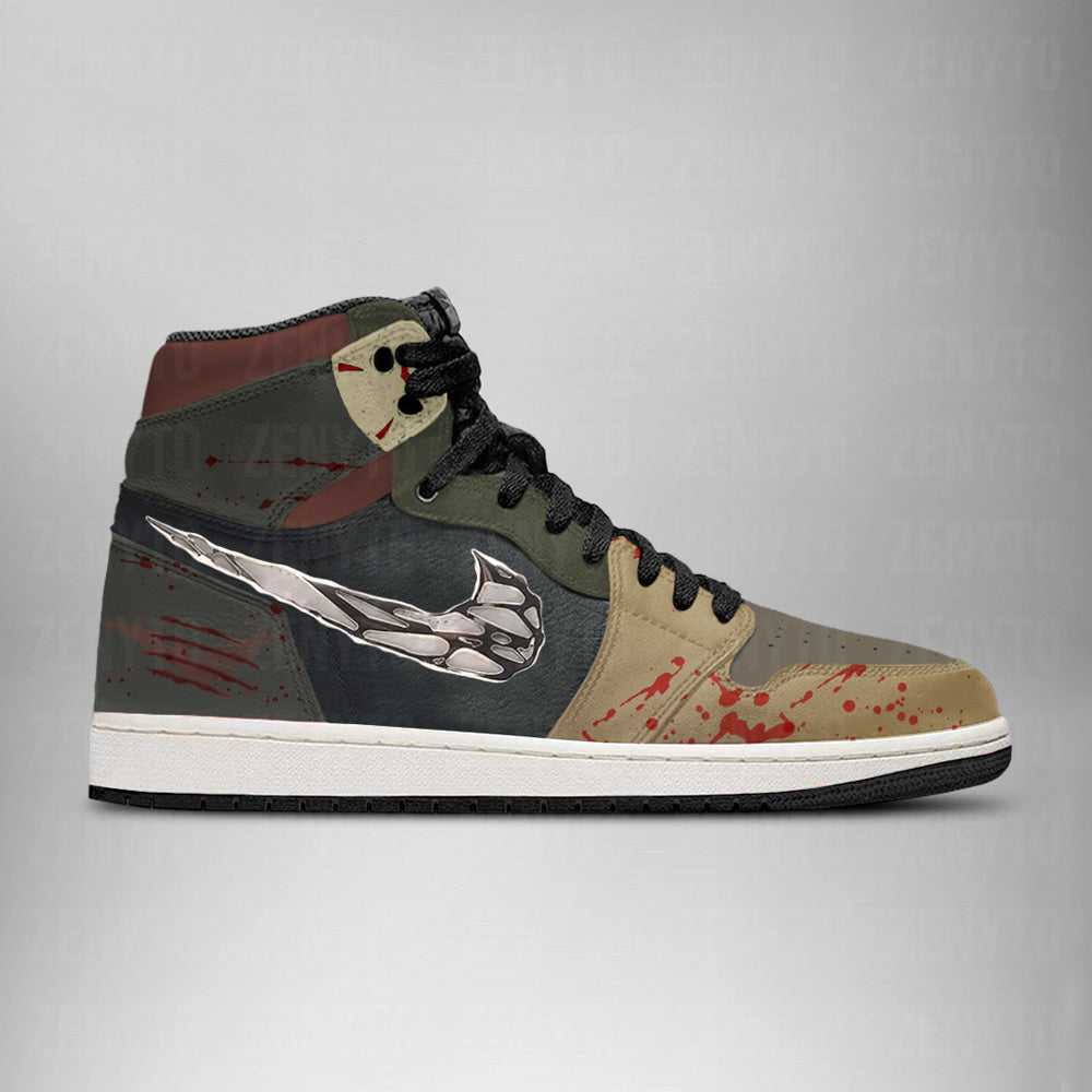 Ideafootwear Freddy vs Jason Halloween AJ1 High Sneakers Shoes For Men And Women