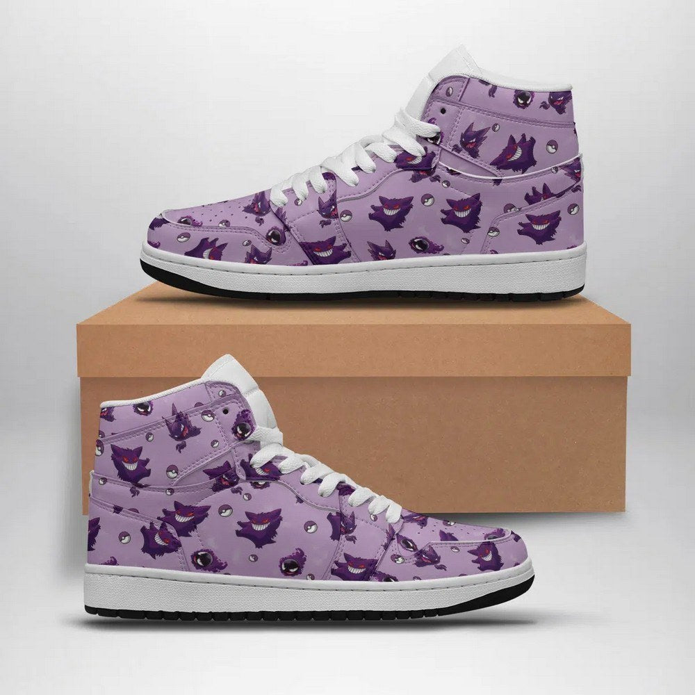 Ideafootwear Gengar Pattern Pokemon AJ1 High Sneakers Shoes For Men And Women
