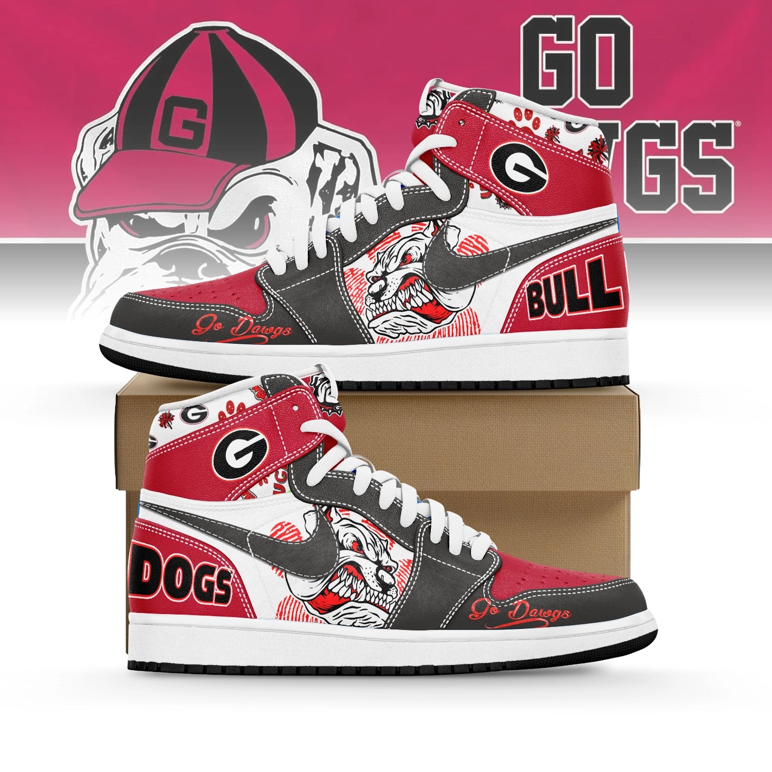 Ideafootwear Georgia Bulldogs AJ1 High Sneakers Shoes For Men And Women
