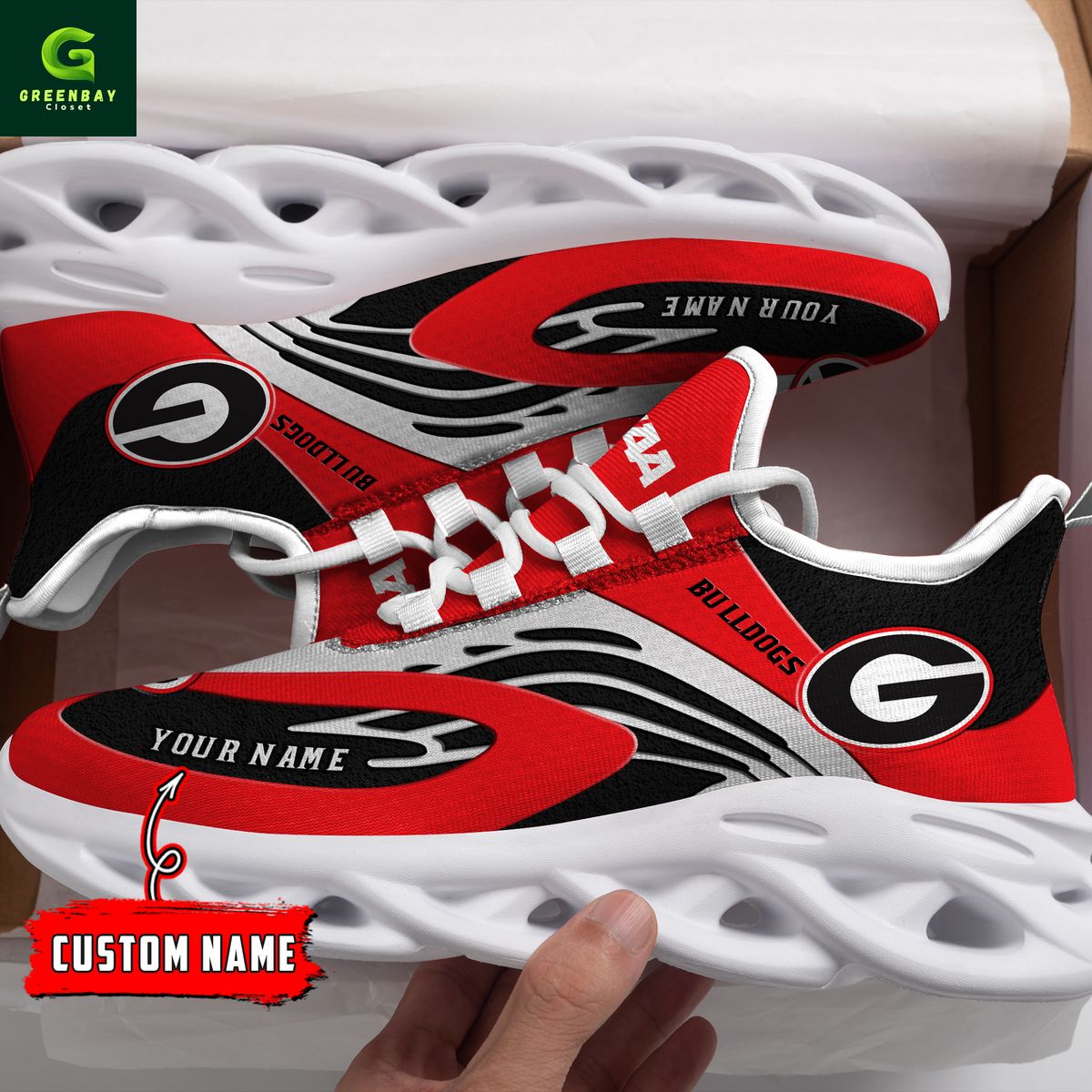 Ideafootwear Georgia Bulldogs Max Soul Shoes Sneakers For Men And Women