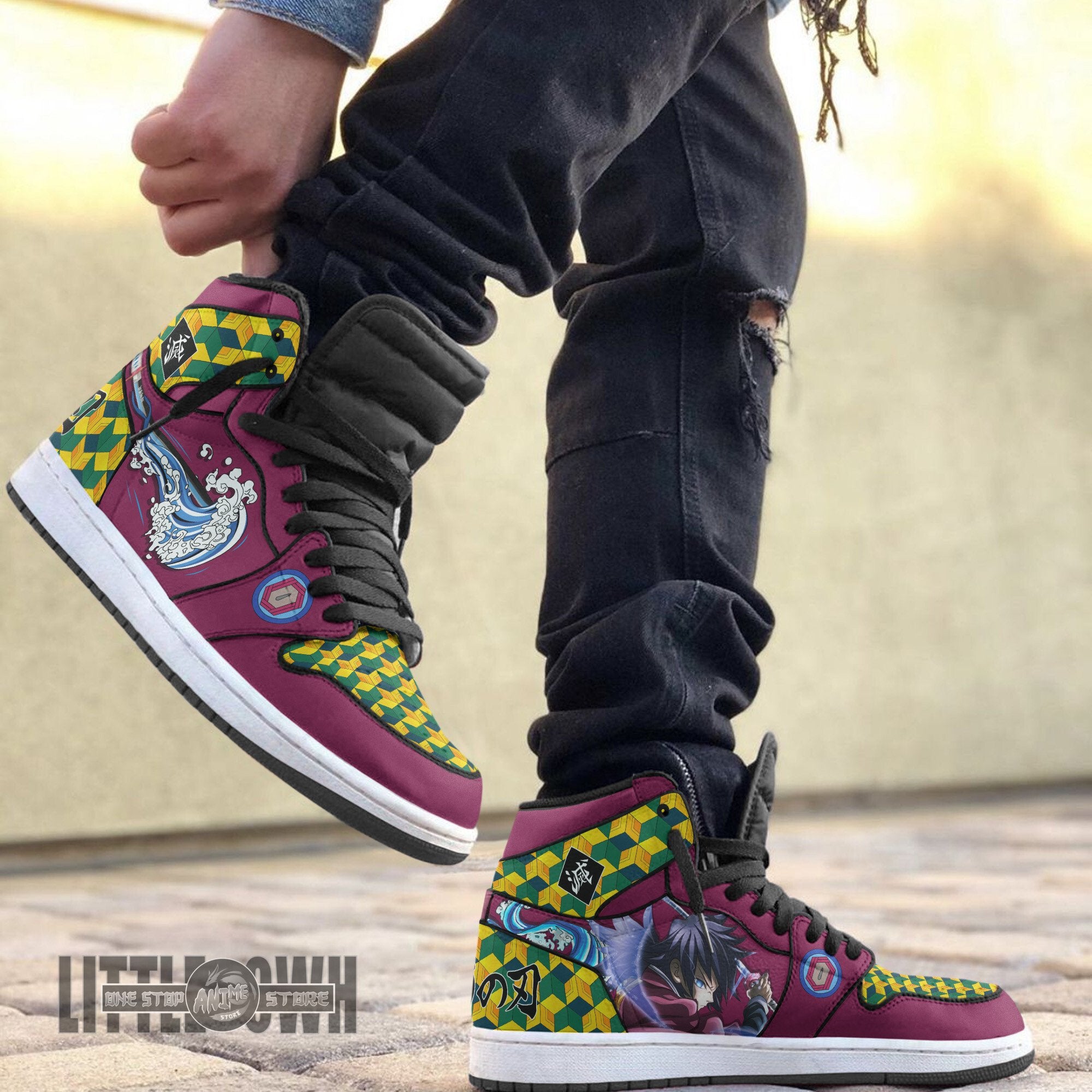 Ideafootwear Giyu Tomioka AJ1 High Sneakers Shoes For Men And Women