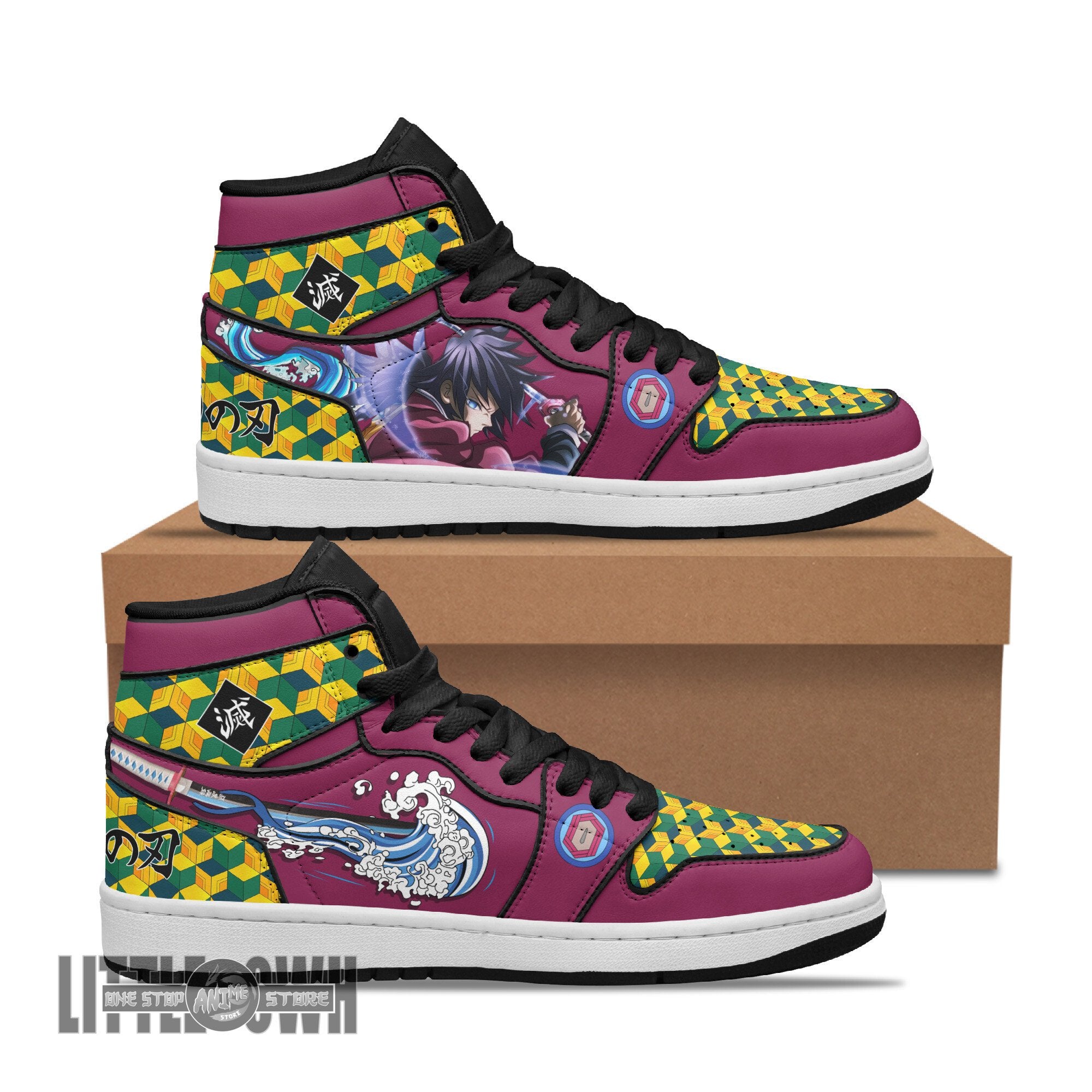 Ideafootwear Giyu Tomioka AJ1 High Sneakers Shoes For Men And Women
