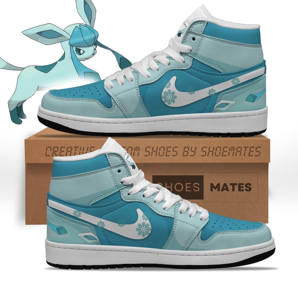 Ideafootwear Glaceon Pokemon AJ1 High Sneakers Shoes For Men And Women