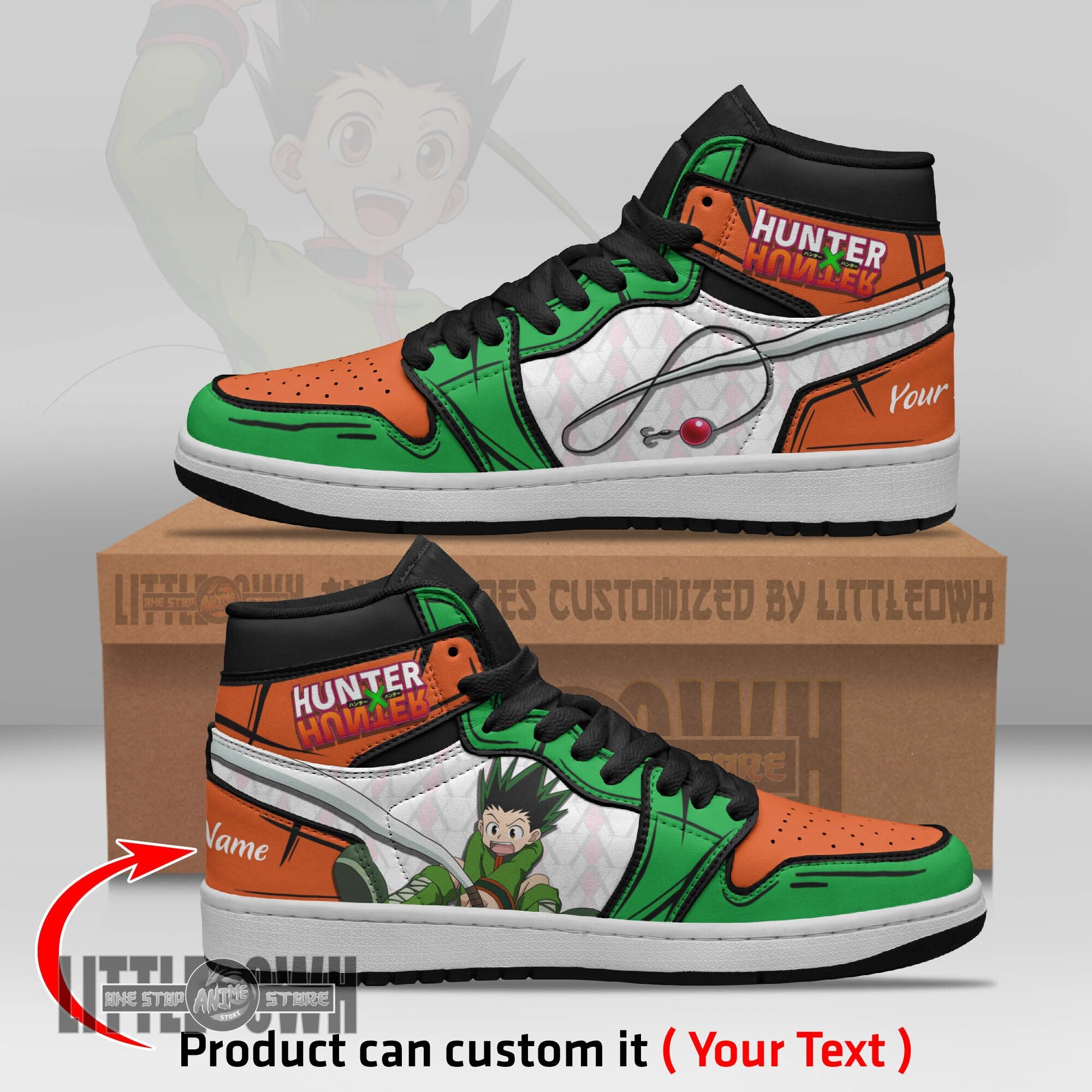Ideafootwear Gon Freecss AJ1 High Sneakers Shoes For Men And Women