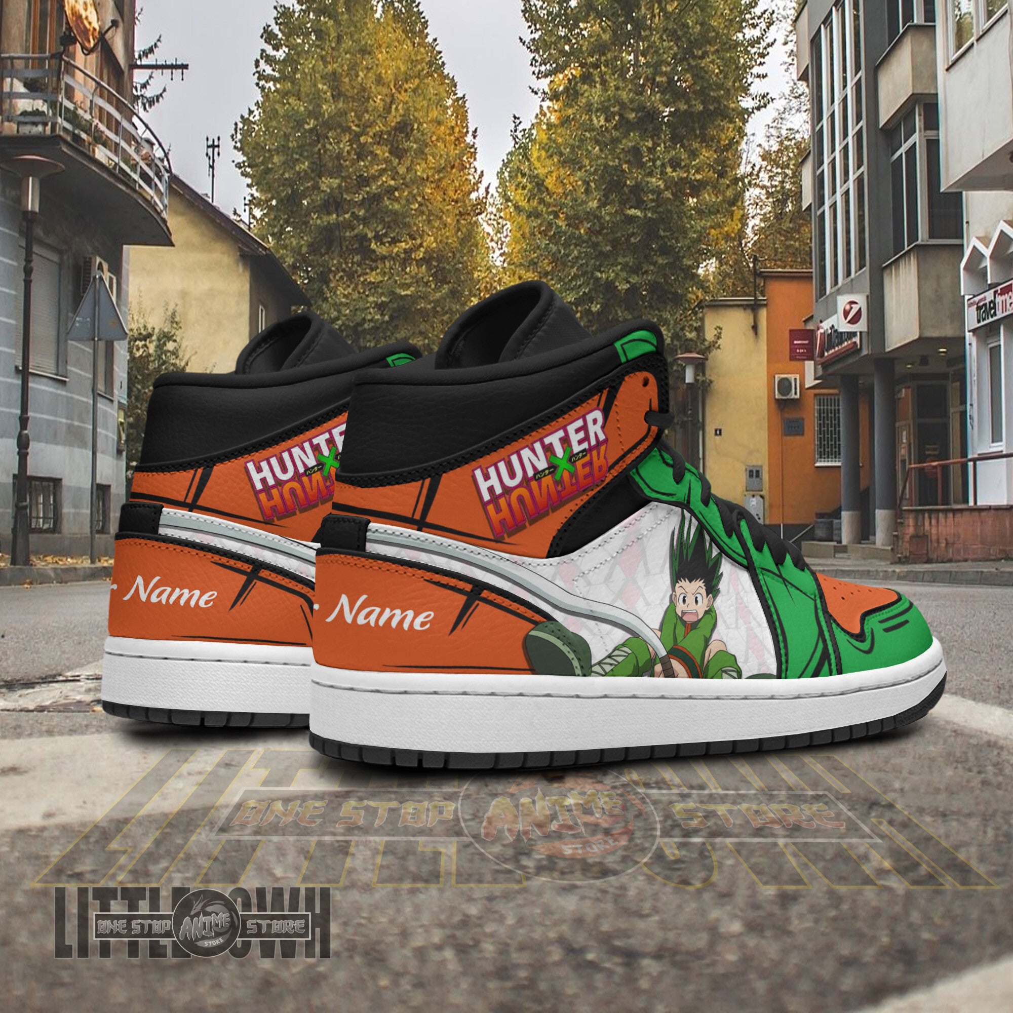 Ideafootwear Gon Freecss AJ1 High Sneakers Shoes For Men And Women