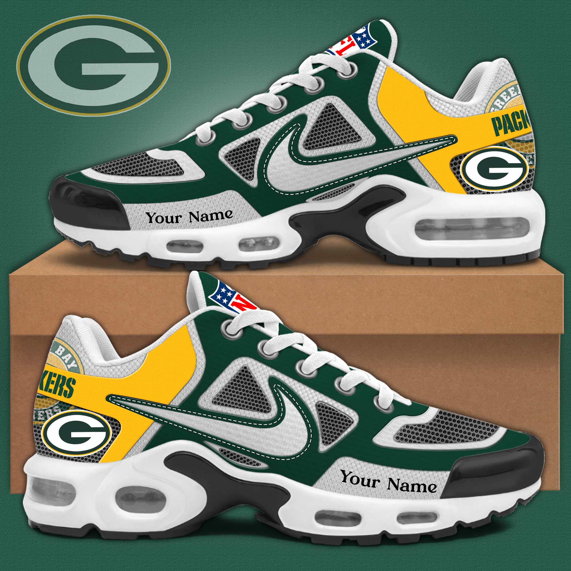 Ideafootwear Green Bay Packers TN Shoes Sneakers For Men And Women
