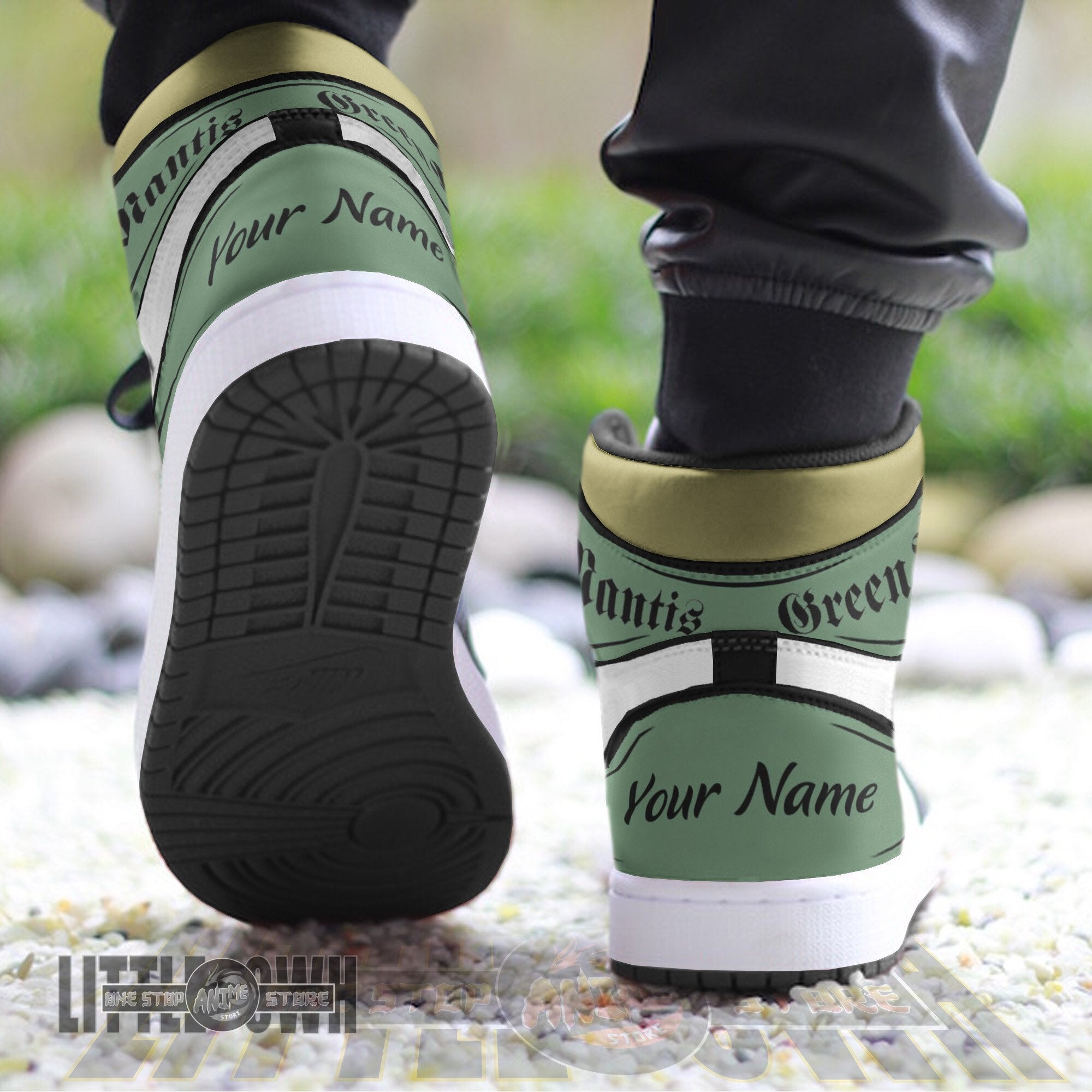 Ideafootwear Green Mantis AJ1 High Sneakers Shoes For Men And Women