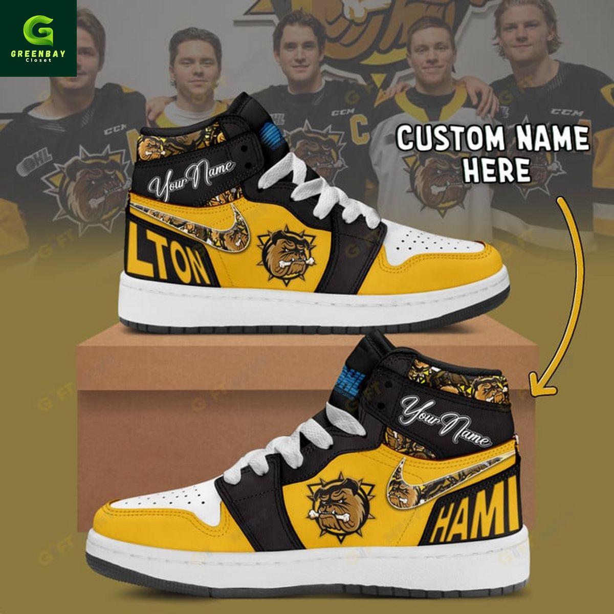 Ideafootwear Hamilton Bulldogs AJ1 High Sneakers Shoes For Men And Women