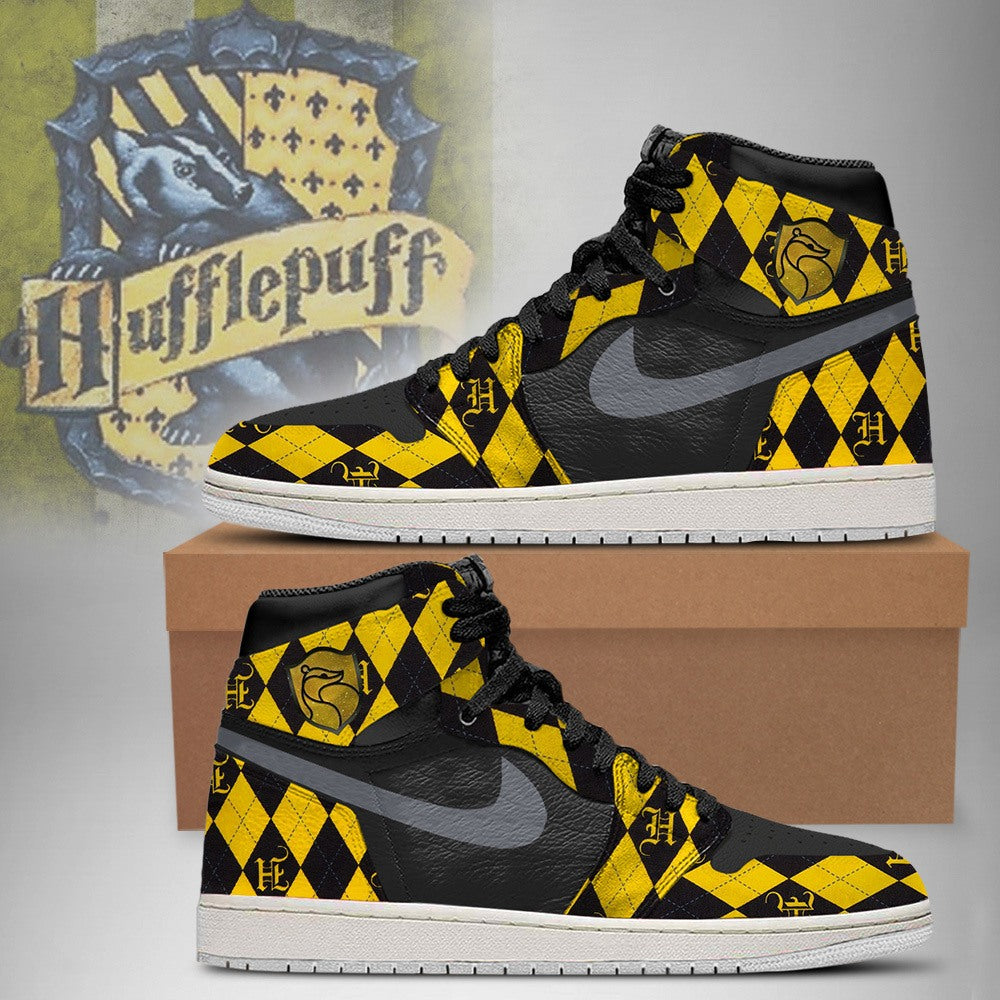 Ideafootwear Harry Potter Hufflepuff AJ1 High Sneakers Shoes For Men And Women