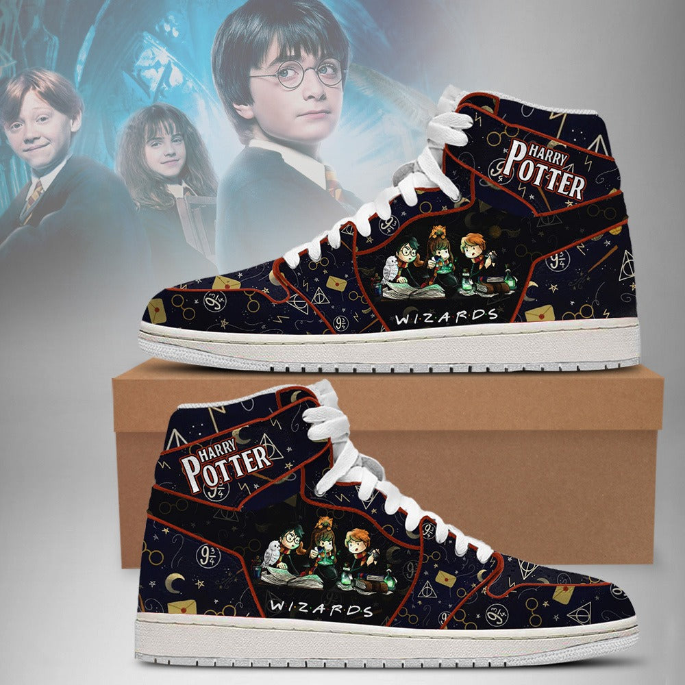 Ideafootwear Harry Potter Ron Hermione Wizards AJ1 High Sneakers Shoes For Men And Women