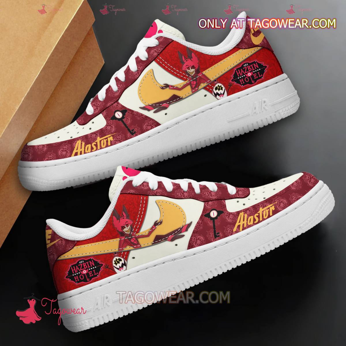 Ideafootwear Hazbin Hotel Alastor Character Air Low-Top Sneakers Shoes For Men And Women 2