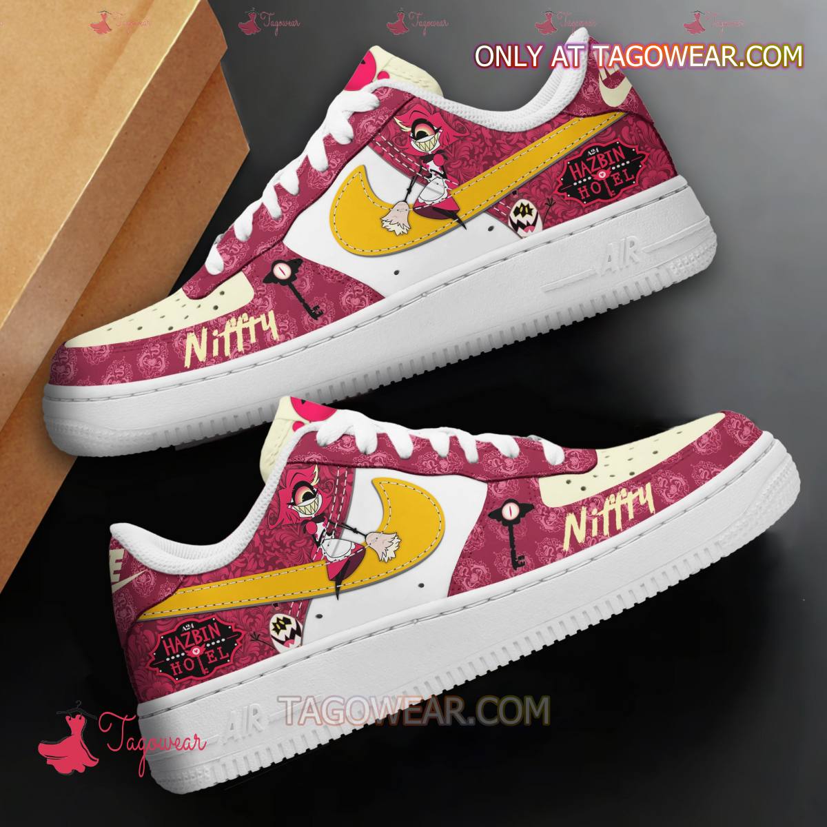 Ideafootwear Hazbin Hotel Niffty Character Air Low-Top Sneakers Shoes For Men And Women 2