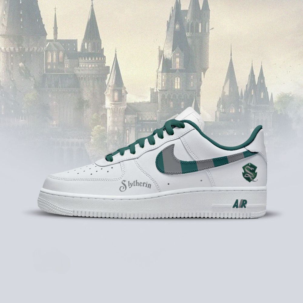 Ideafootwear Hogwart White Sytherin Air Low-Top Sneakers Shoes For Men And Women 1