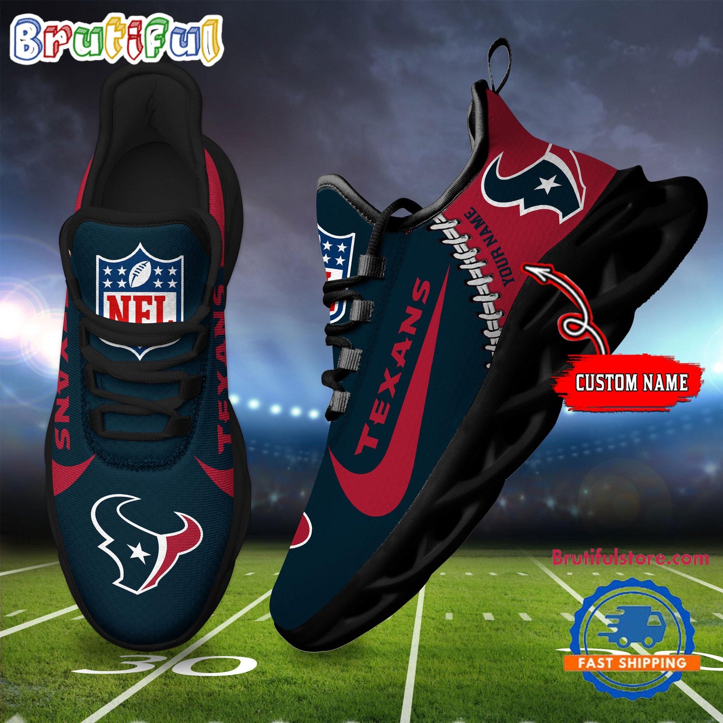Ideafootwear Houston Texans Max Soul Shoes Sneakers For Men And Women