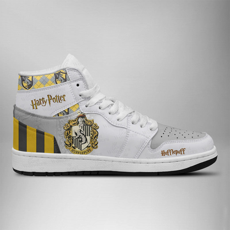 Ideafootwear Hufflepuff AJ1 High Sneakers Shoes For Men And Women