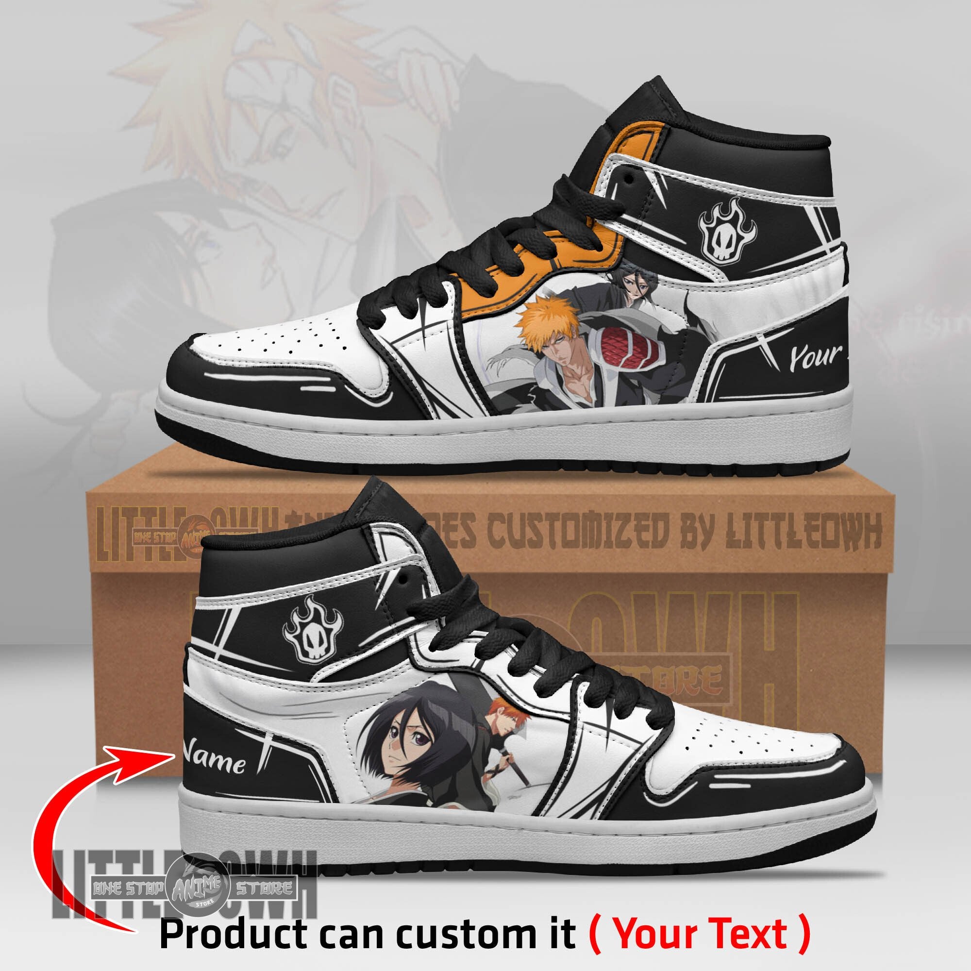 Ideafootwear Ichigo Rukia AJ1 High Sneakers Shoes For Men And Women