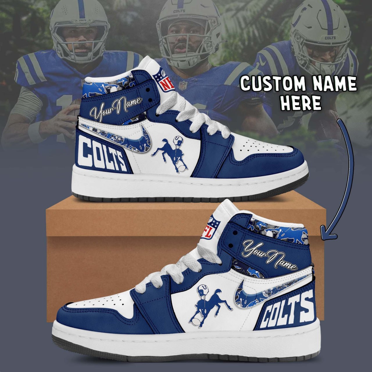 Ideafootwear Indianapolis Colts AJ1 High Sneakers Shoes For Men And Women