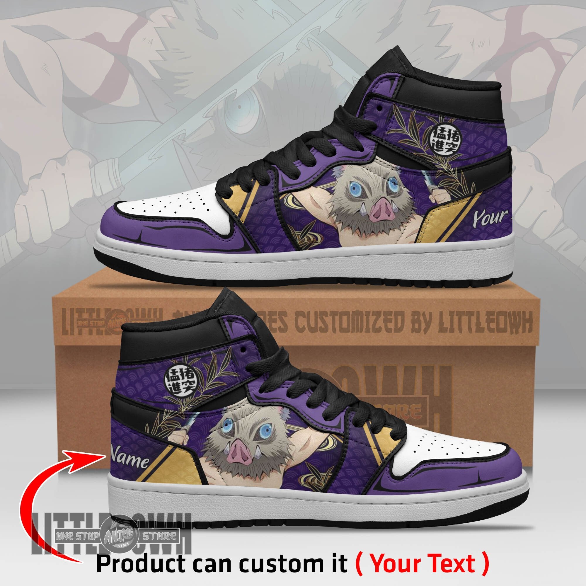 Ideafootwear Inosuke Hashibira AJ1 High Sneakers Shoes For Men And Women