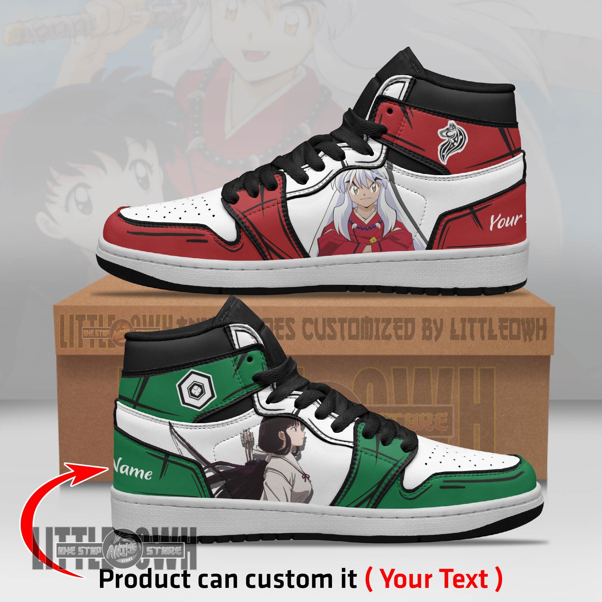 Ideafootwear Inuyasha Kagome AJ1 High Sneakers Shoes For Men And Women