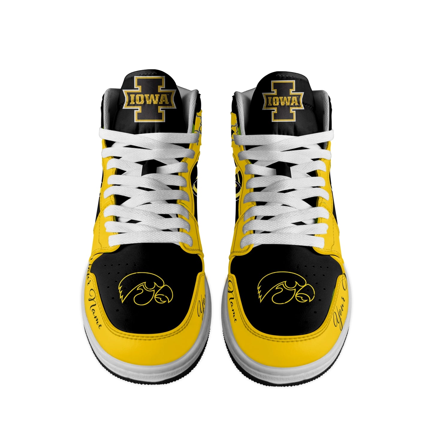 Ideafootwear Iowa Hawkeyes AJ1 High Sneakers Shoes For Men And Women