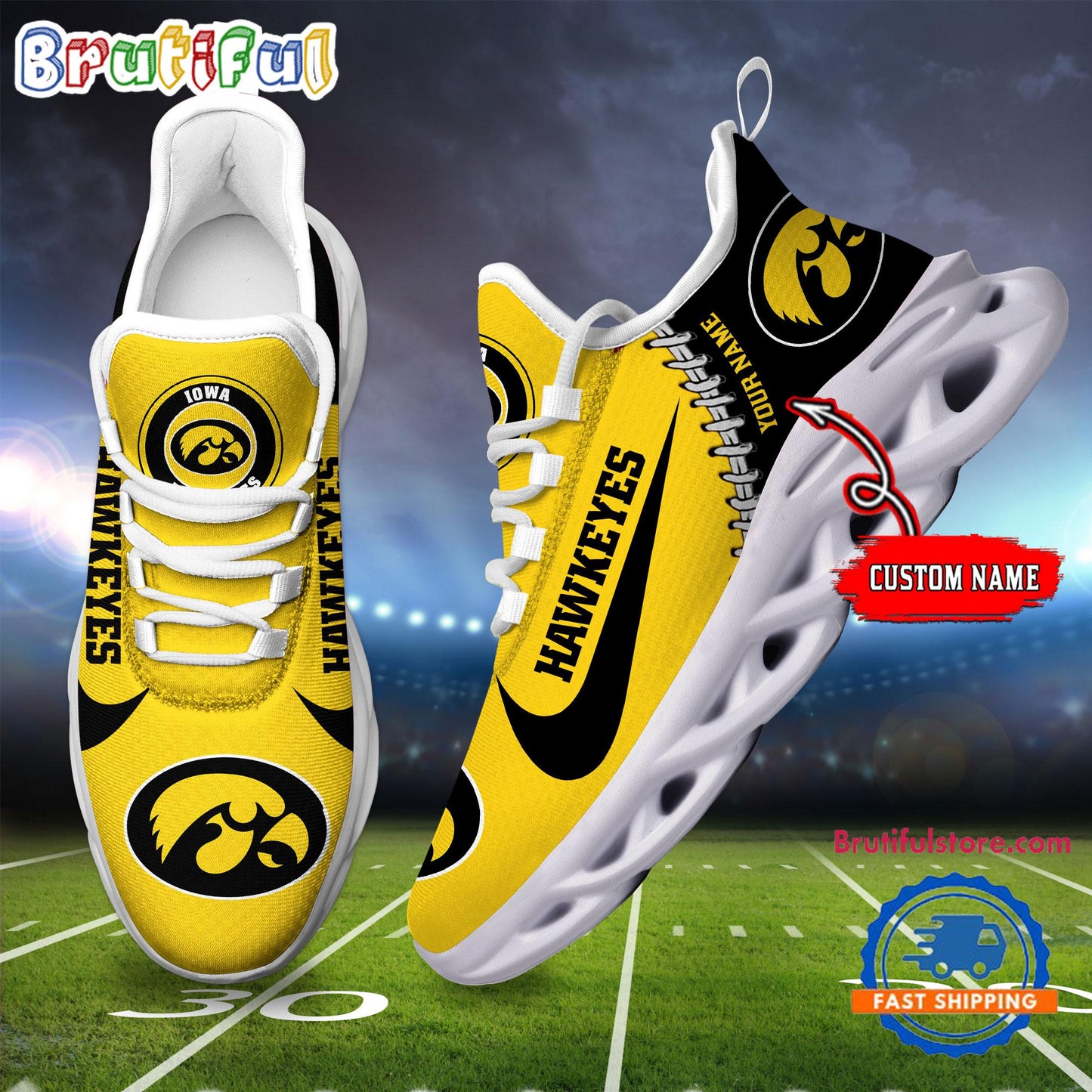 Ideafootwear Iowa Hawkeyes Max Soul Shoes Sneakers For Men And Women