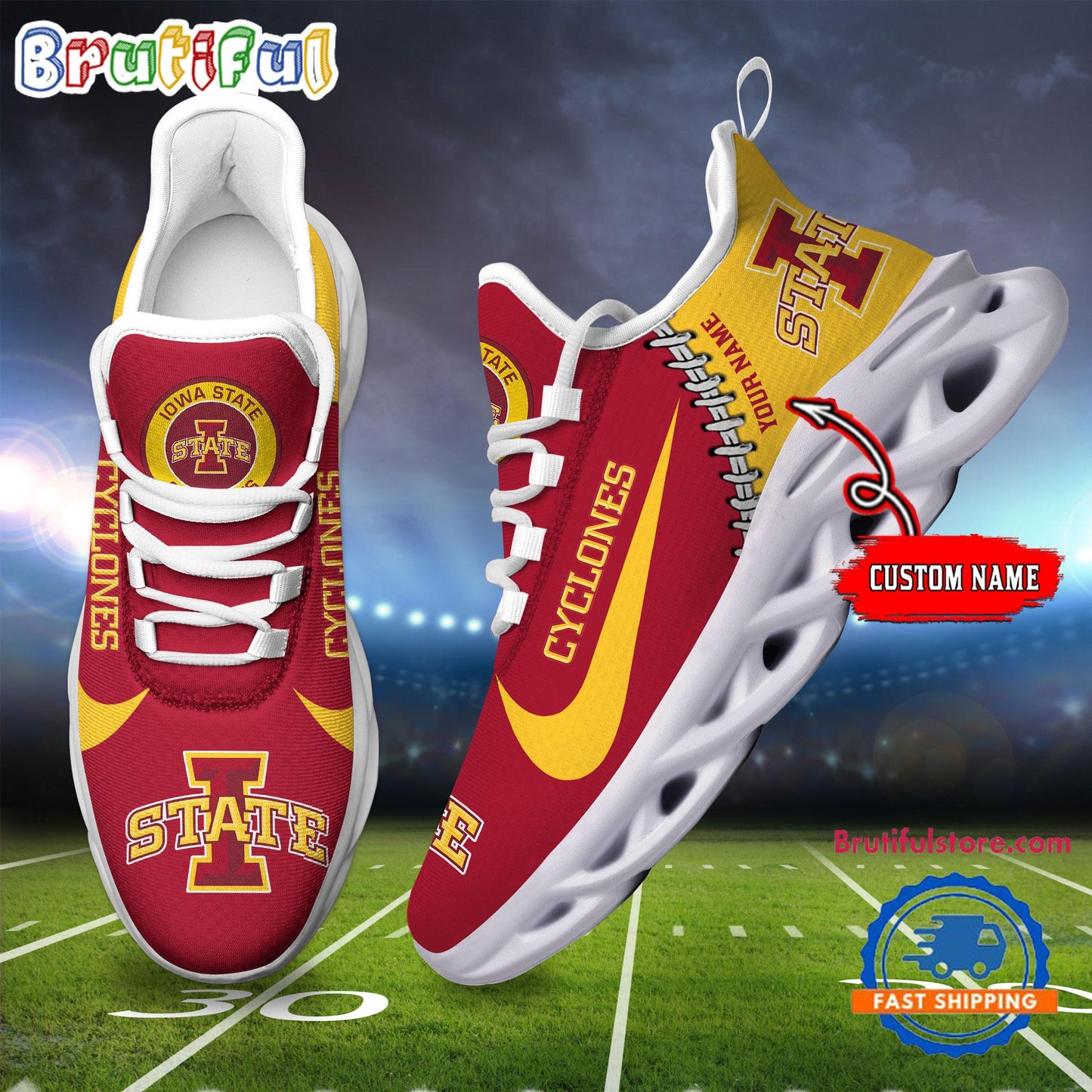 Ideafootwear Iowa State Cyclones Max Soul Shoes Sneakers For Men And Women