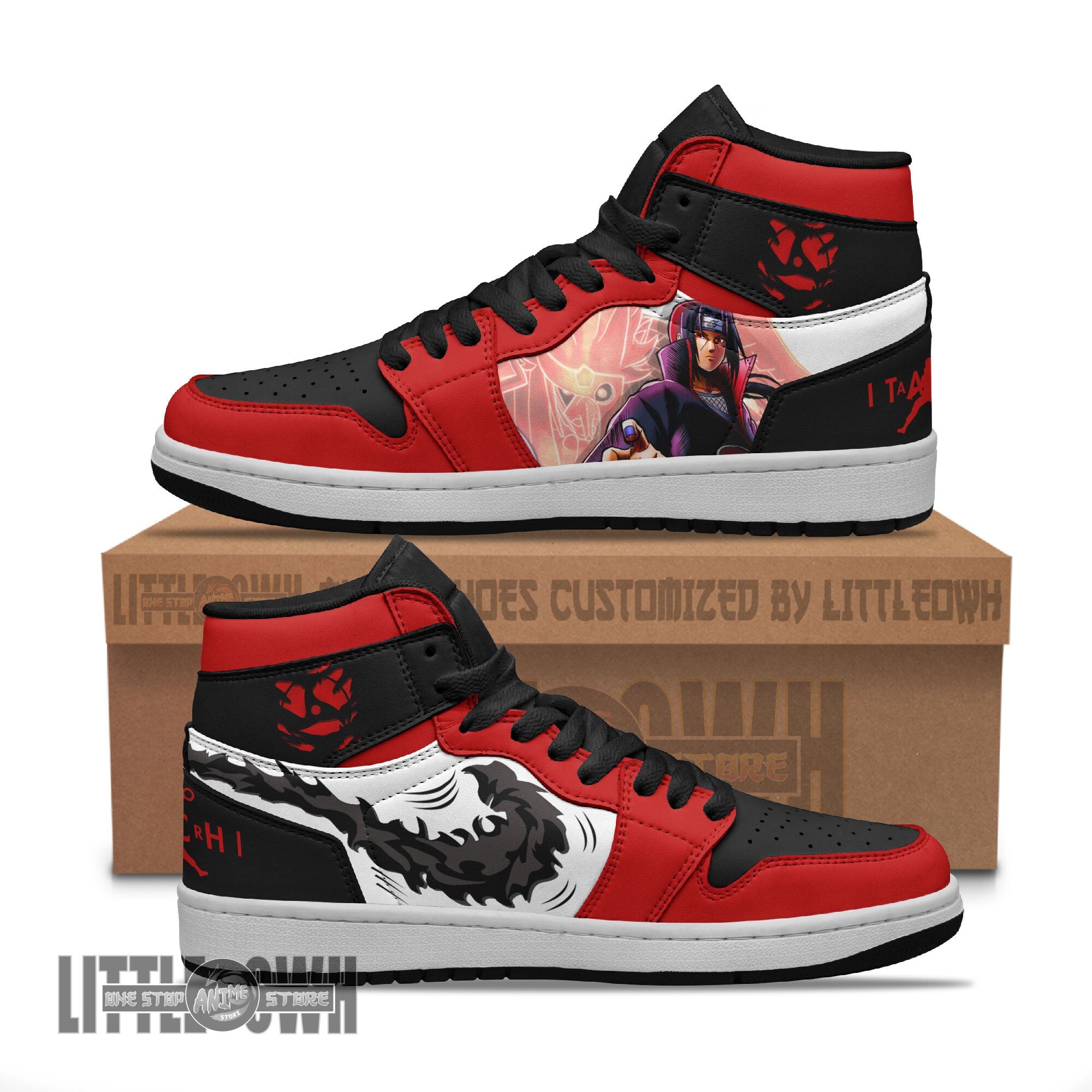 Ideafootwear Itachi Akatsuki AJ1 High Sneakers Shoes For Men And Women