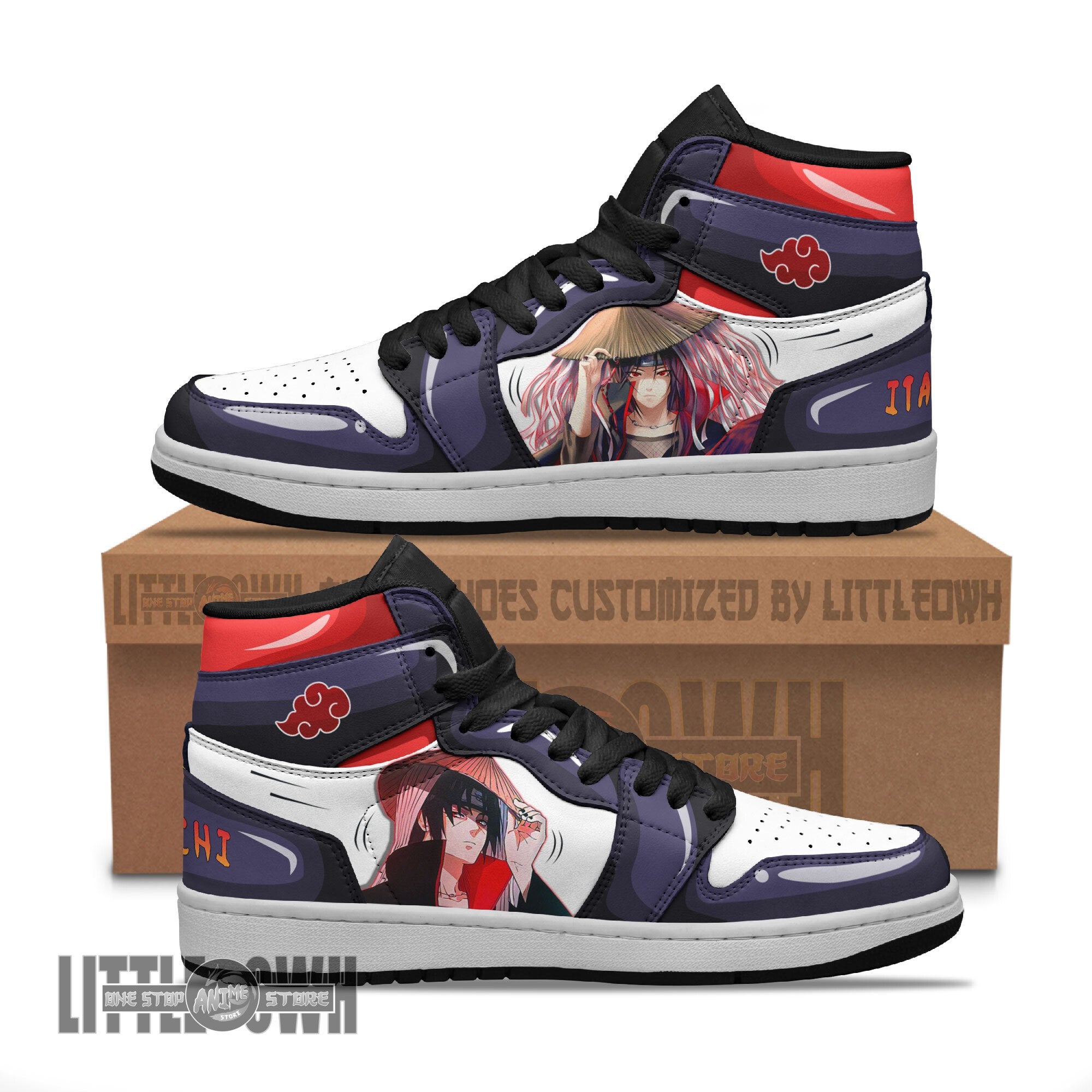 Ideafootwear Itachi Akatsuki AJ1 High Sneakers Shoes For Men And Women