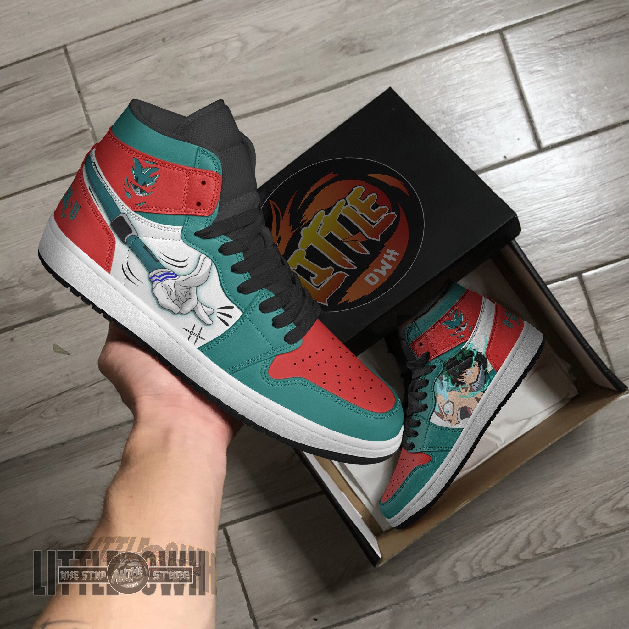 Ideafootwear Izuku Midoriya AJ1 High Sneakers Shoes For Men And Women