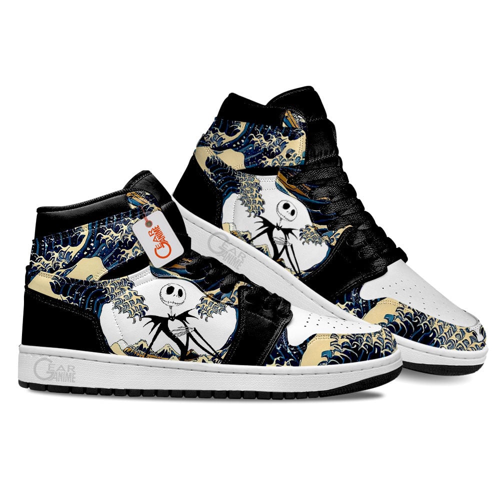 Ideafootwear Jack Skellington AJ1 High Sneakers Shoes For Men And Women