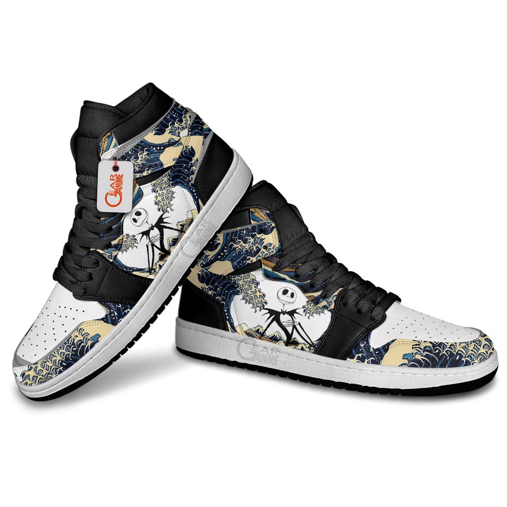 Ideafootwear Jack Skellington AJ1 High Sneakers Shoes For Men And Women