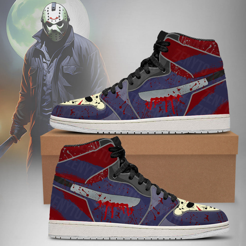 Ideafootwear Jason Voorhees Halloween AJ1 High Sneakers Shoes For Men And Women