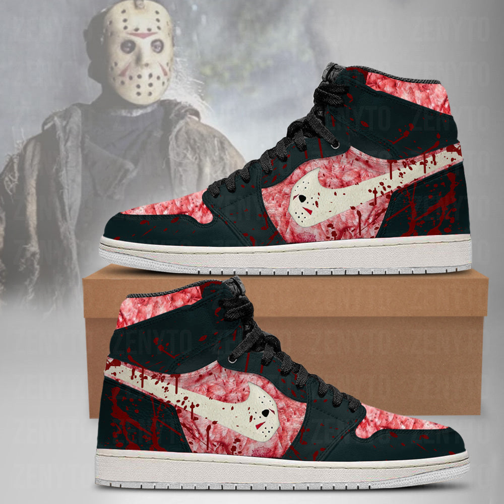 Ideafootwear Jason Voorhees Halloween AJ1 High Sneakers Shoes For Men And Women