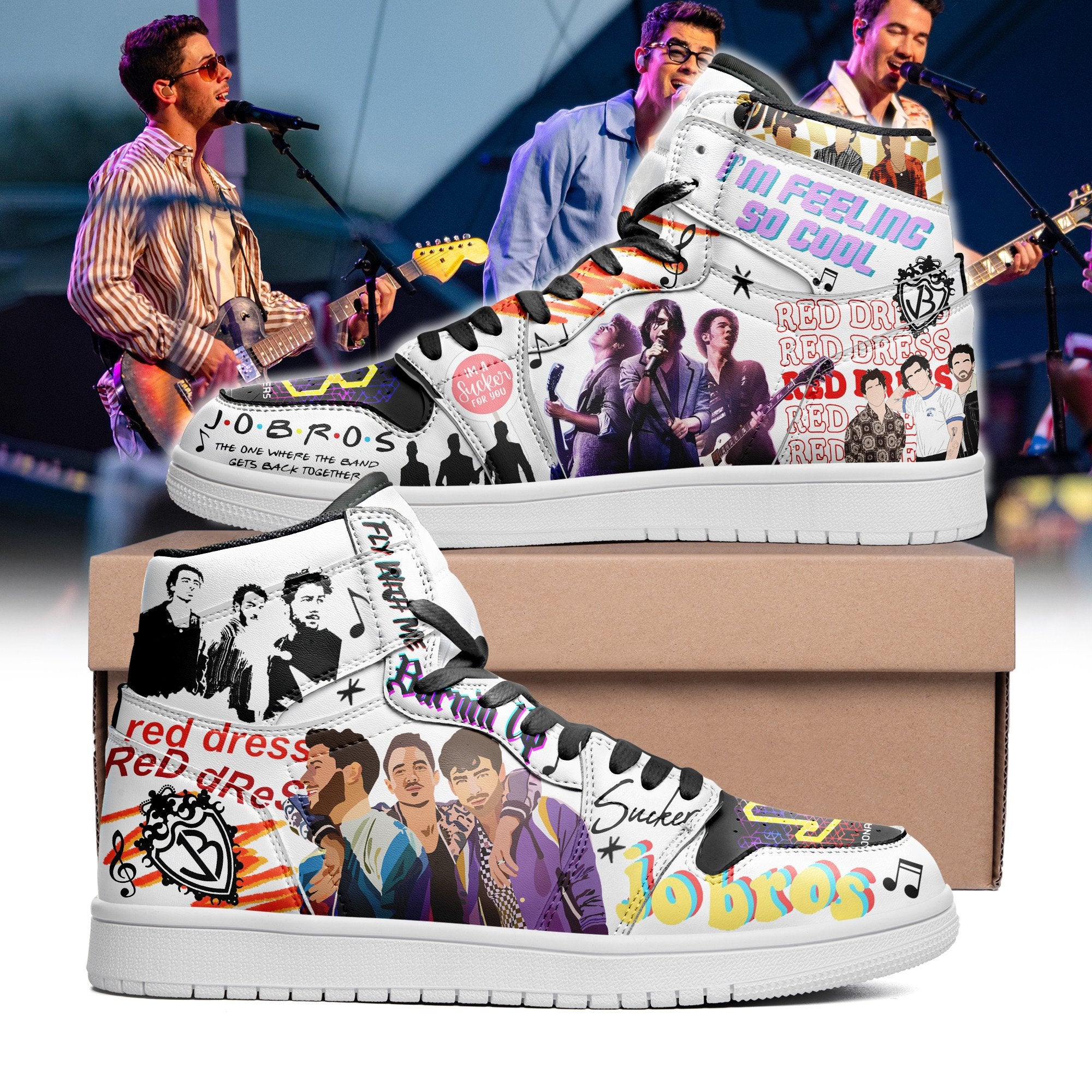 Ideafootwear Jonas Brothers AJ1 High Sneakers Shoes For Men And Women