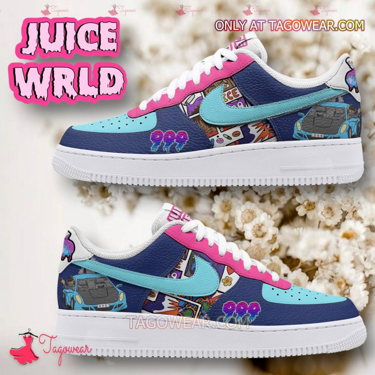 Ideafootwear Juice Wrld 999 Car Air Low-Top Sneakers Shoes For Men And Women 1
