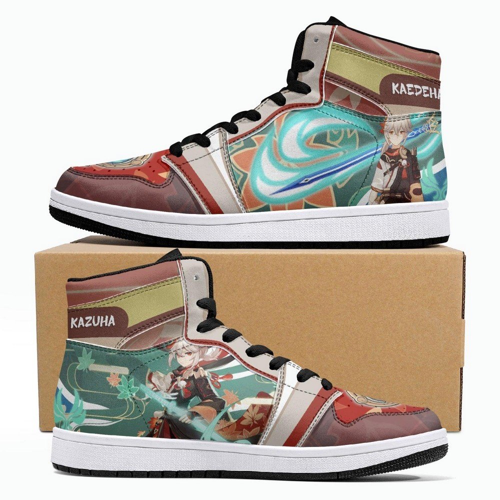 Ideafootwear Kaedehara Kazuha Genshin Impact AJ1 High Sneakers Shoes For Men And Women