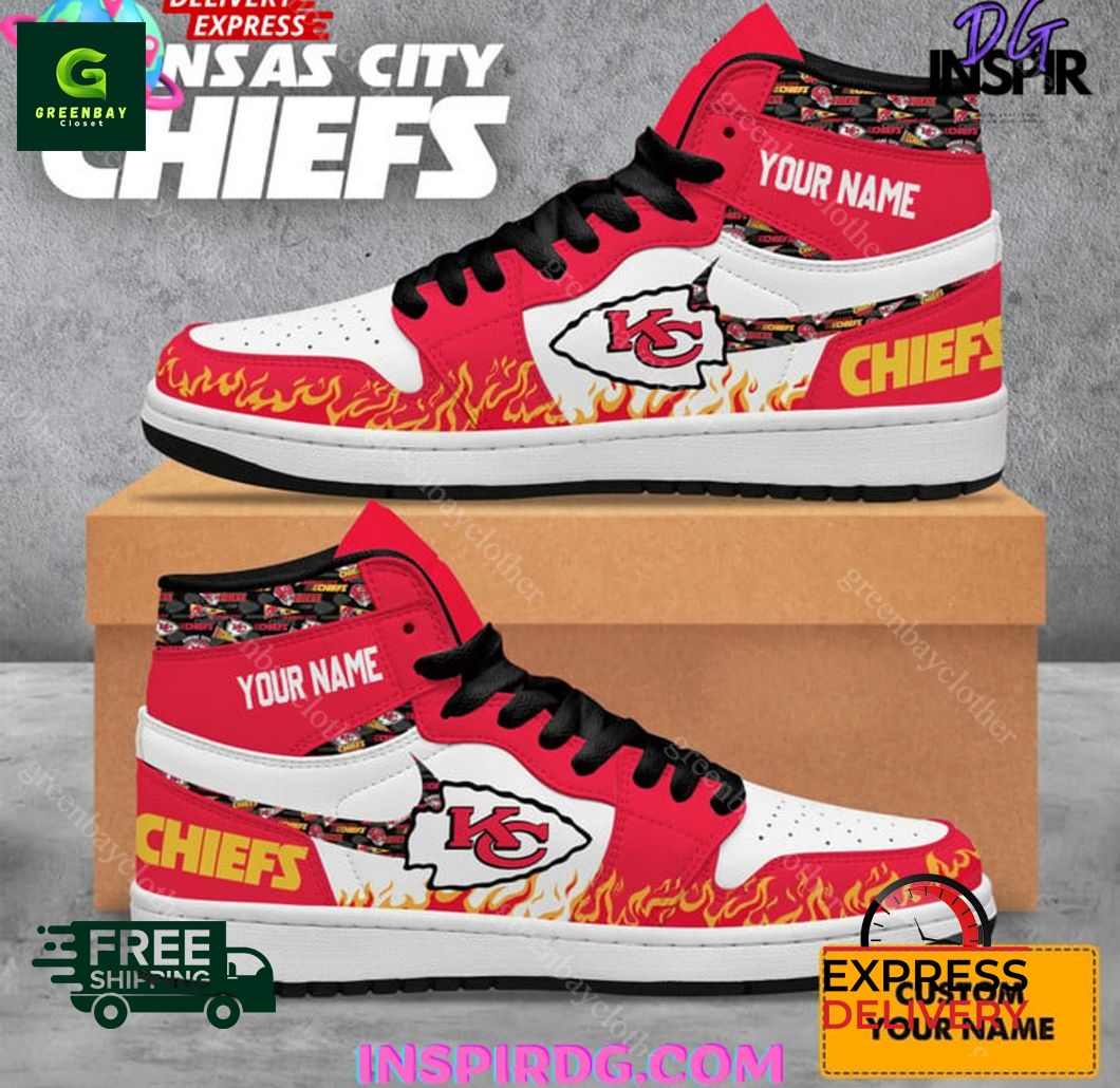 Ideafootwear Kansas City Chiefs AJ1 High Sneakers Shoes For Men And Women
