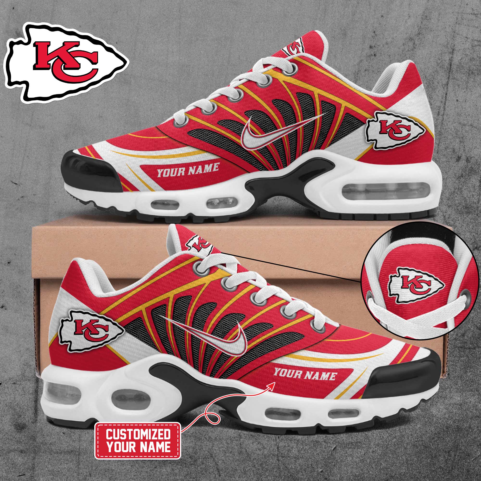 Ideafootwear Kansas City Chiefs TN Shoes Sneakers For Men And Women