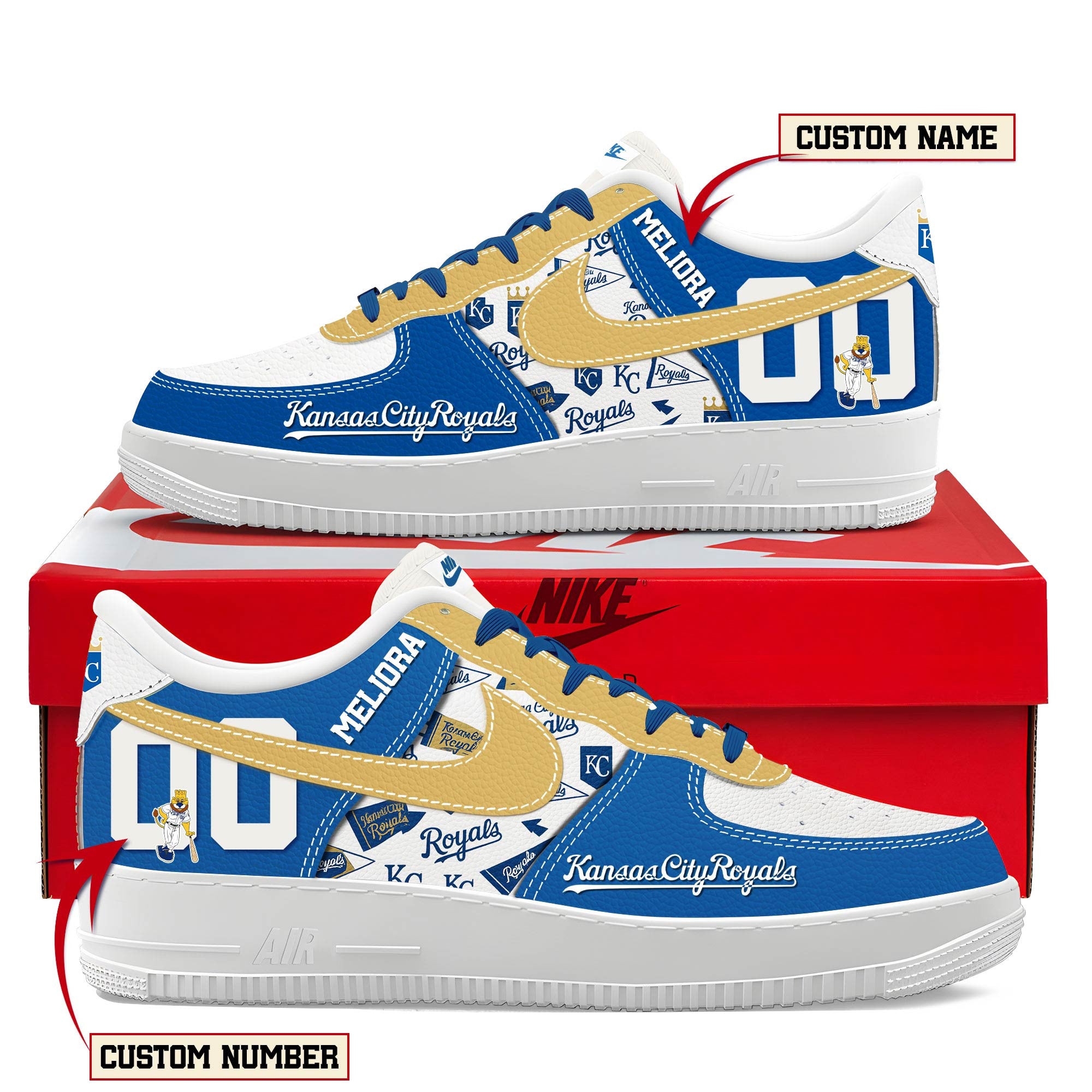 Ideafootwear Kansas City Royals Air Low-Top Sneakers Shoes For Men And Women 1