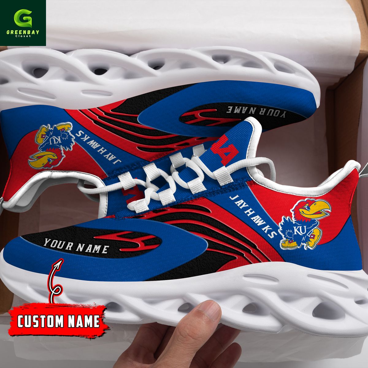 Ideafootwear Kansas Jayhawks Max Soul Shoes Sneakers For Men And Women