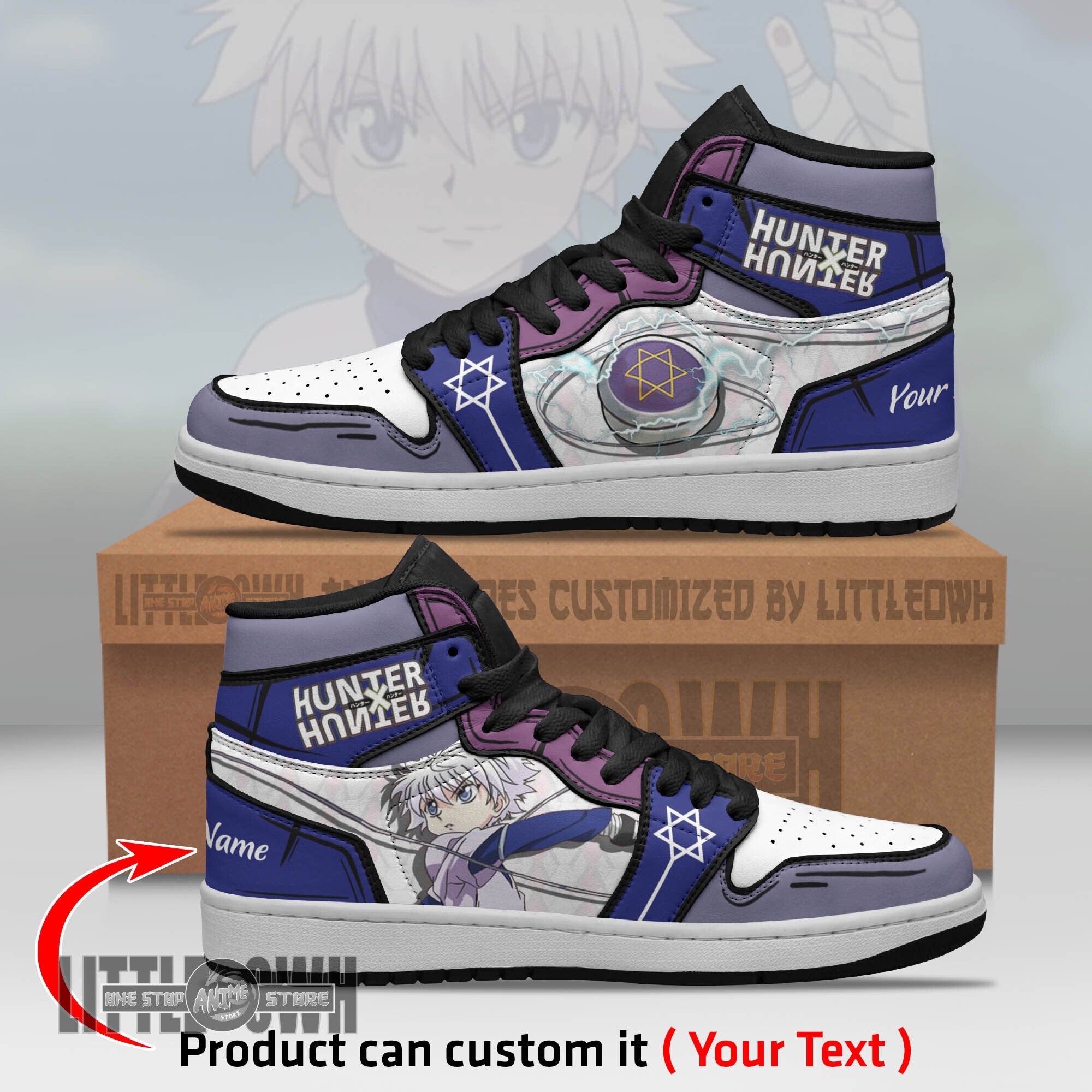 Ideafootwear Killua Zoldyck AJ1 High Sneakers Shoes For Men And Women