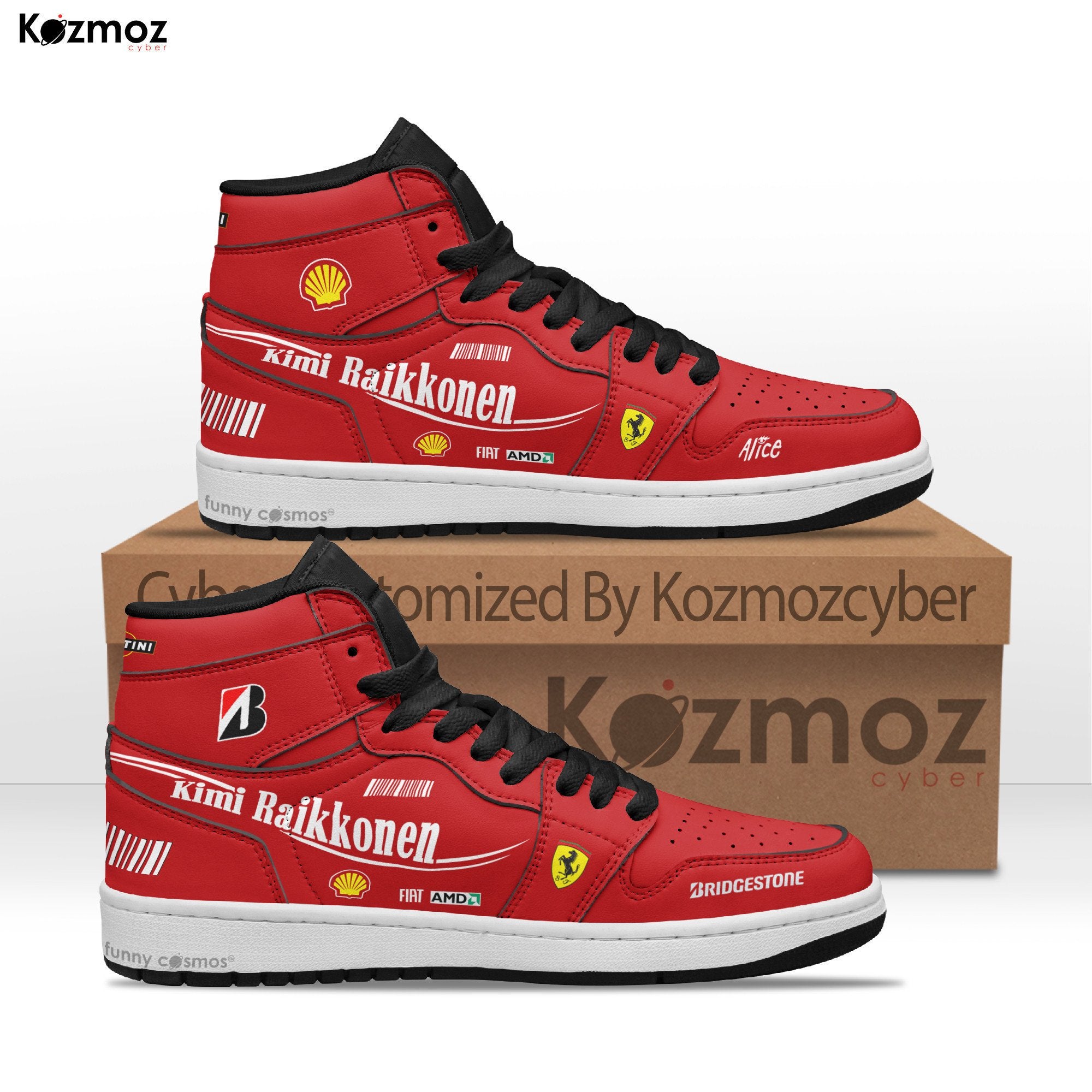 Ideafootwear Kimi Raikkonen AJ1 High Sneakers Shoes For Men And Women