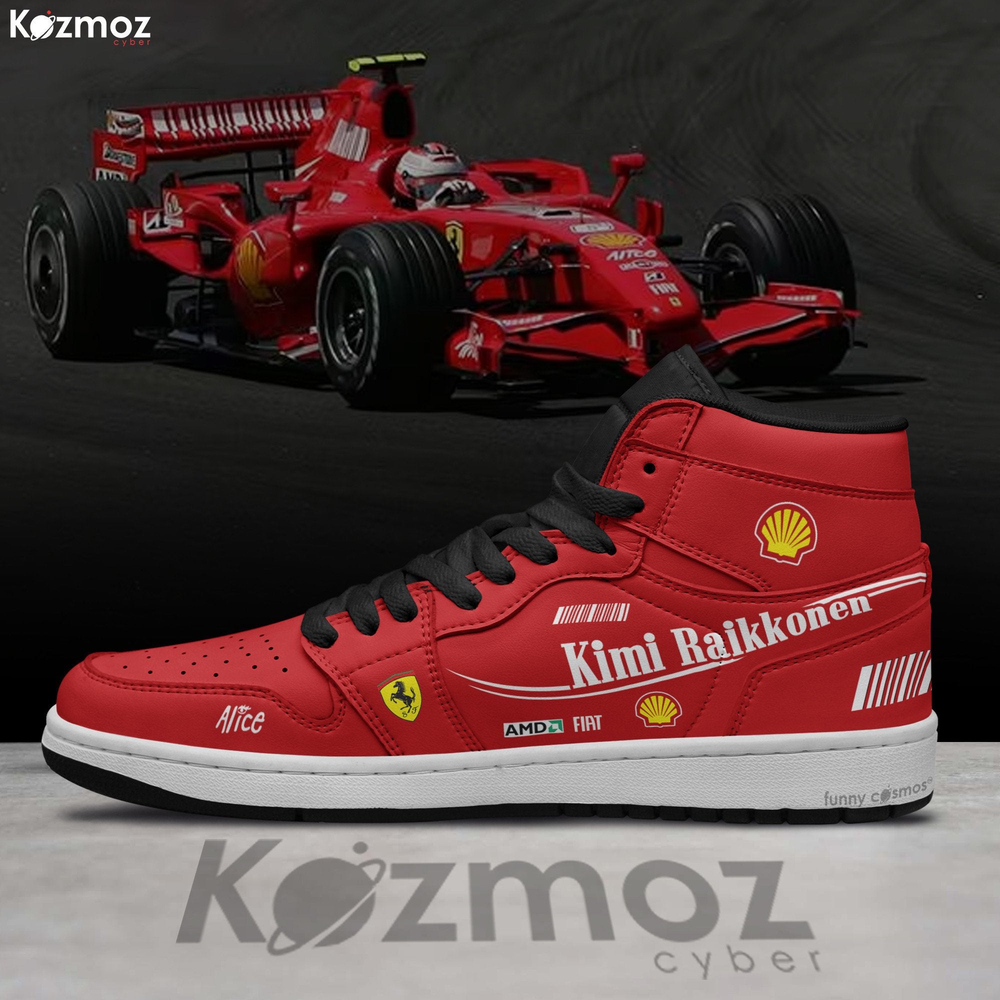 Ideafootwear Kimi Raikkonen AJ1 High Sneakers Shoes For Men And Women