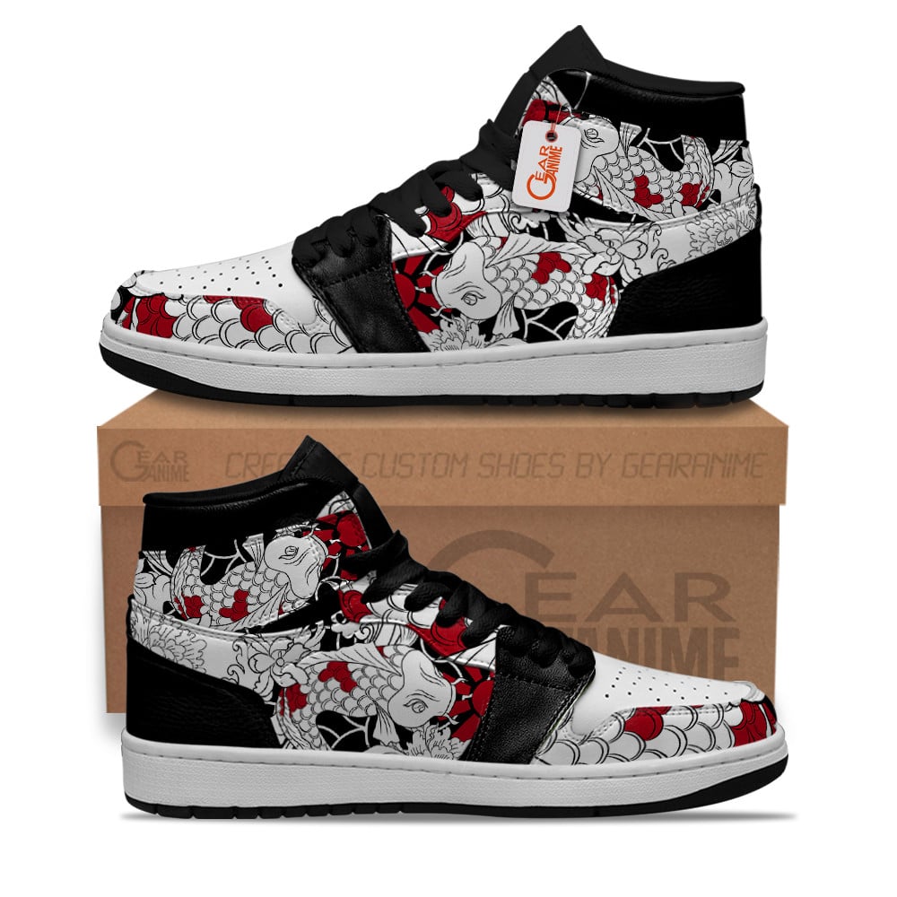 Ideafootwear Koi Fish Tattoo AJ1 High Sneakers Shoes For Men And Women