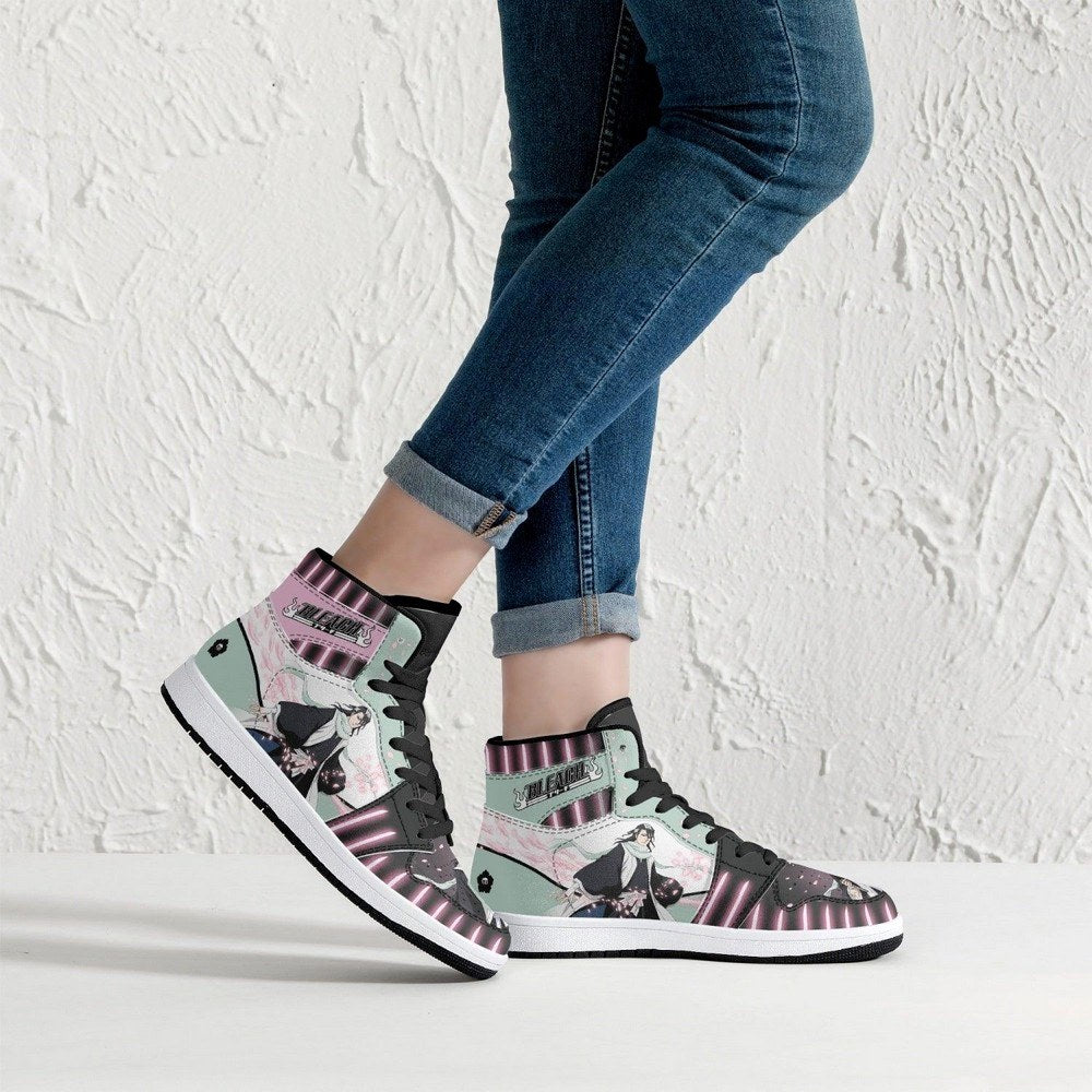 Ideafootwear Kuchiki Byakuya Bankai Bur?chi AJ1 High Sneakers Shoes For Men And Women