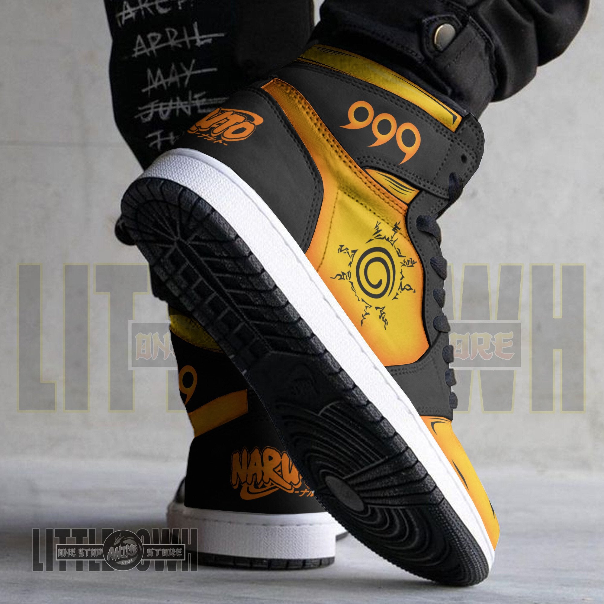 Ideafootwear Kurama Naruto AJ1 High Sneakers Shoes For Men And Women